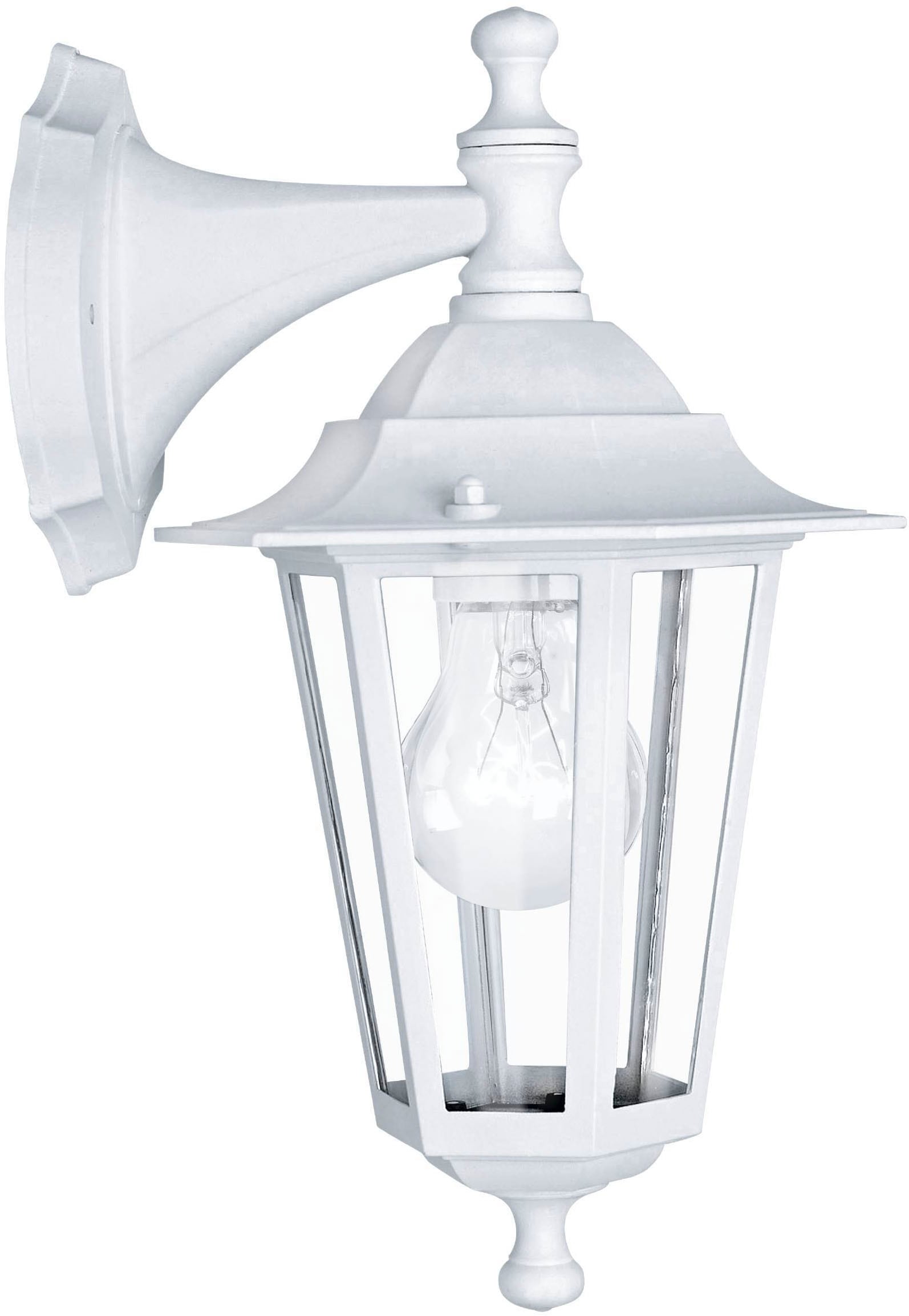 EGLO LED Wandleuchte »LATERNA 5 L16,5 x H35 x AL21 cm, spritzwassergeschützte Lampe« E27 1 Stk. Außen-Wandlampe, Wandleuchte, Weiß, E27, IP44, L16,5 x H35 x AL21 cm