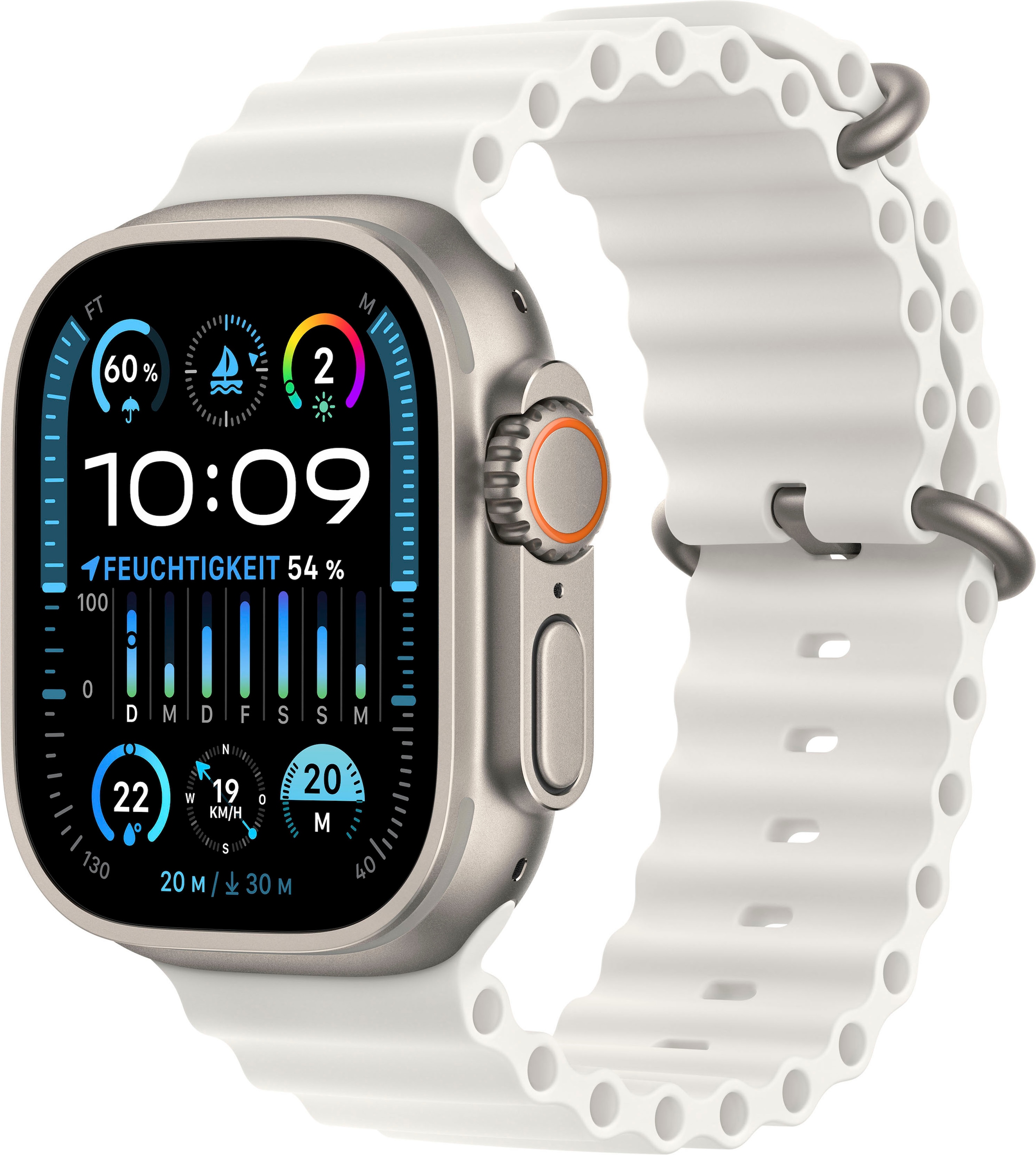 Apple Smartwatch »Watch Ultra 2 GPS 49 mm + Cellular Titanium One-Size«, (Watch OS 10 Ocean Band)