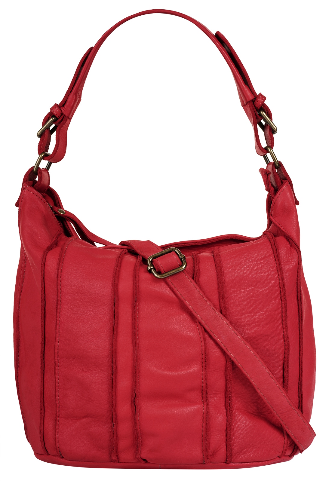 Samantha Look, Damen, Shopper echt Leder, Made in Italy, rot, rot, Höhe 27 cm x Breite 35 cm x Tiefe 20 cm