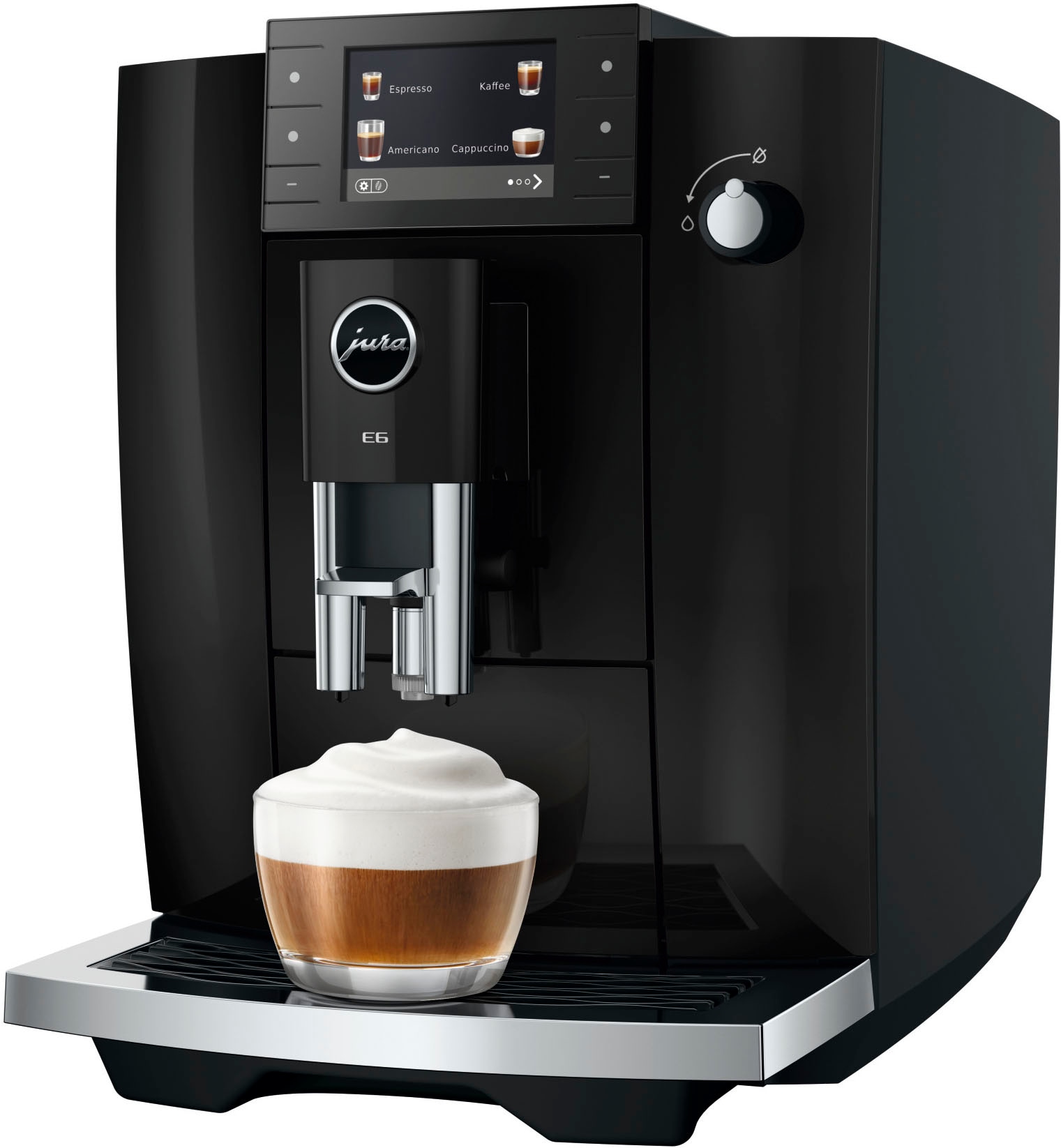 JURA Kaffeevollautomat »15642 E6 (ED), Piano Black« 17 Spezialitäten, Hot&Light Brew, Energiesparmodus,