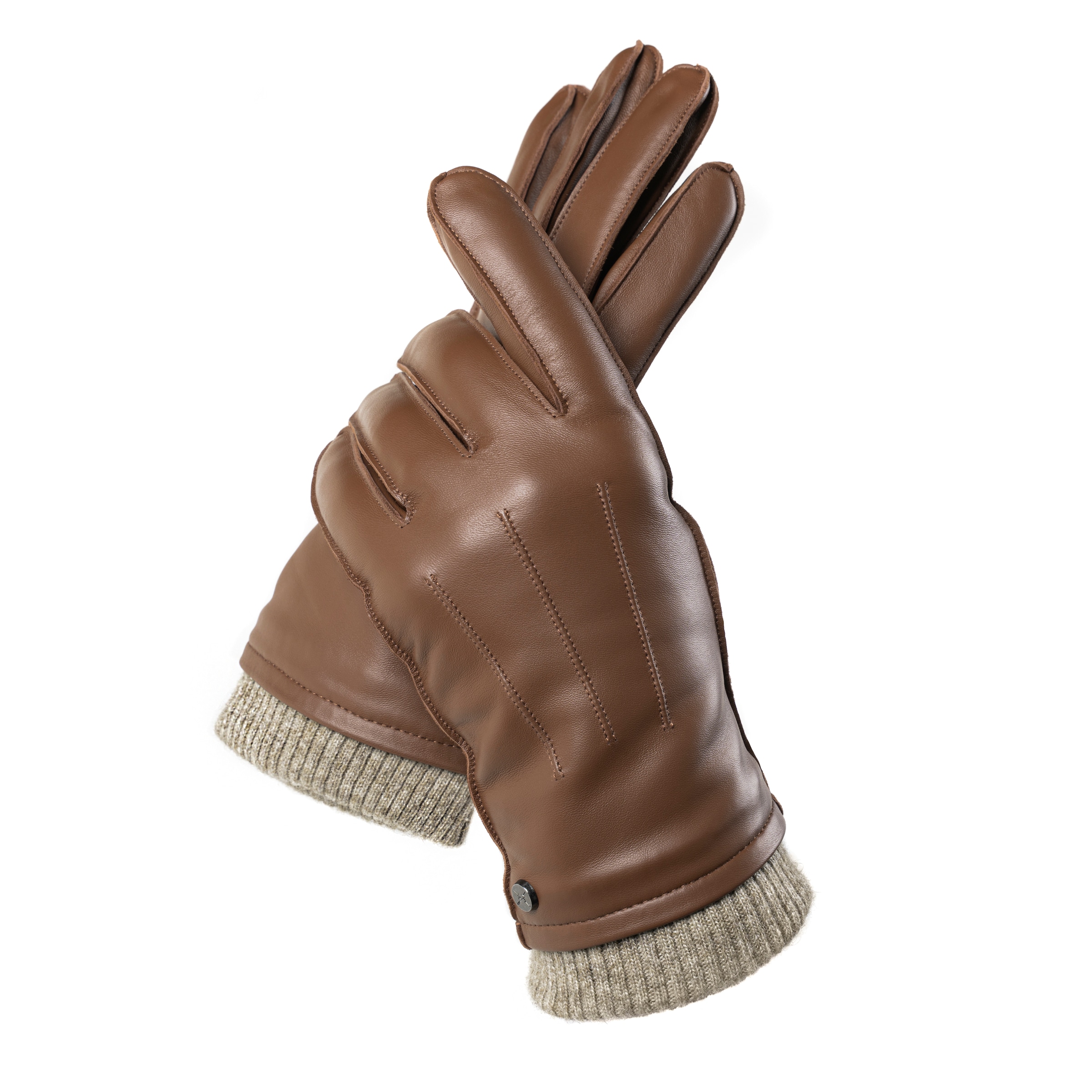 PEARLWOOD Lederhandschuhe »JACKSON« 1 Paar,  Strickbündchen, dekorative Ziernähte,  weiches Fleecefutter