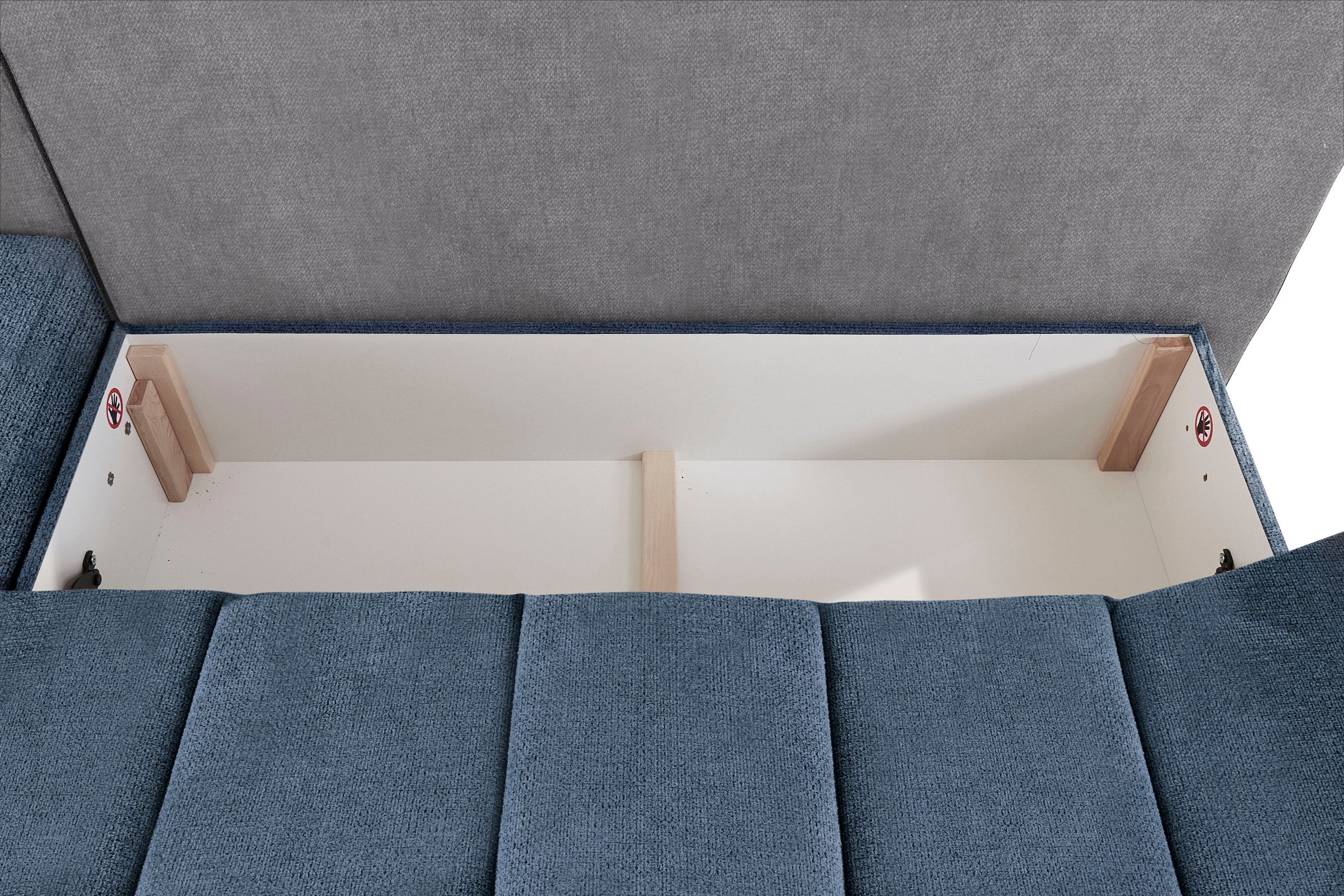 INOSIGN Ecksofa »Imola, elegant und modern, aktuelle Steppung im Sitz, bequem, L-Form«, frei im Raum stellbar, wahlweise mit Bettfunktion und Bettkasten
