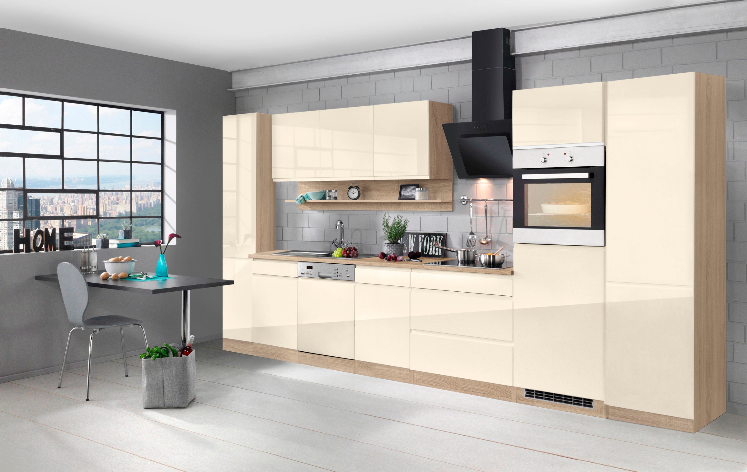 KOCHSTATION Küchenzeile »KS-Virginia« Breite 390 cm, ohne E-Geräte