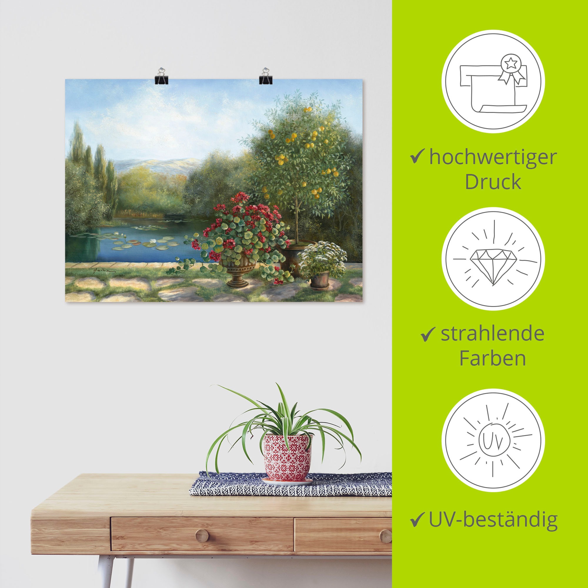 Artland Poster »Seerosenteich«, Gartenbilder, (1 St.), als Alubild, Leinwandbild, Wandaufkleber oder Poster in versch. Größen