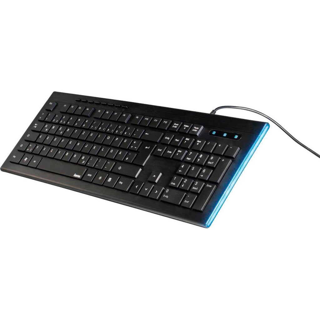 Hama Tastatur »Multimedia Tastatur Anzano mit seitlichen Leuchtstreifen kabelgebunden«