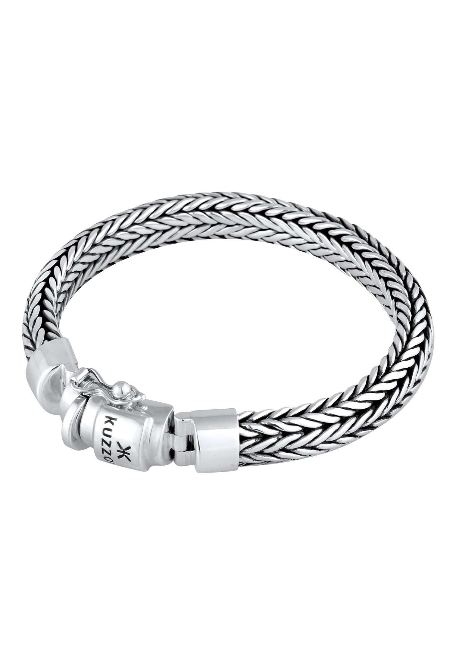 Kuzzoi Armkette »Armband Herren Kastenverschluss Zopfglieder 925er Silber«