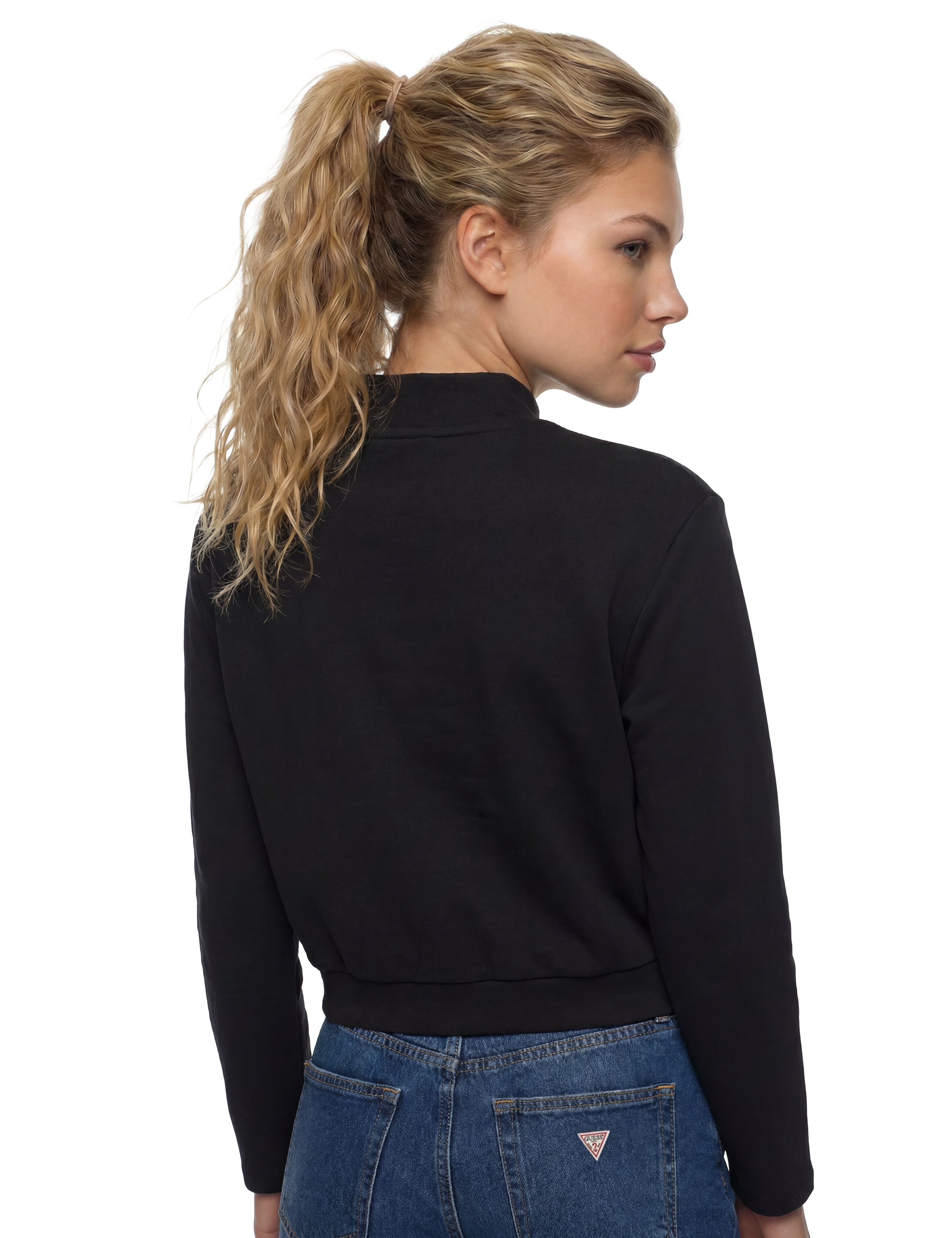 Guess Sweatshirt »OLYMPE HIGH NECK SWEATSHIRT«, in Scuba-Qualität, Stehkragen
