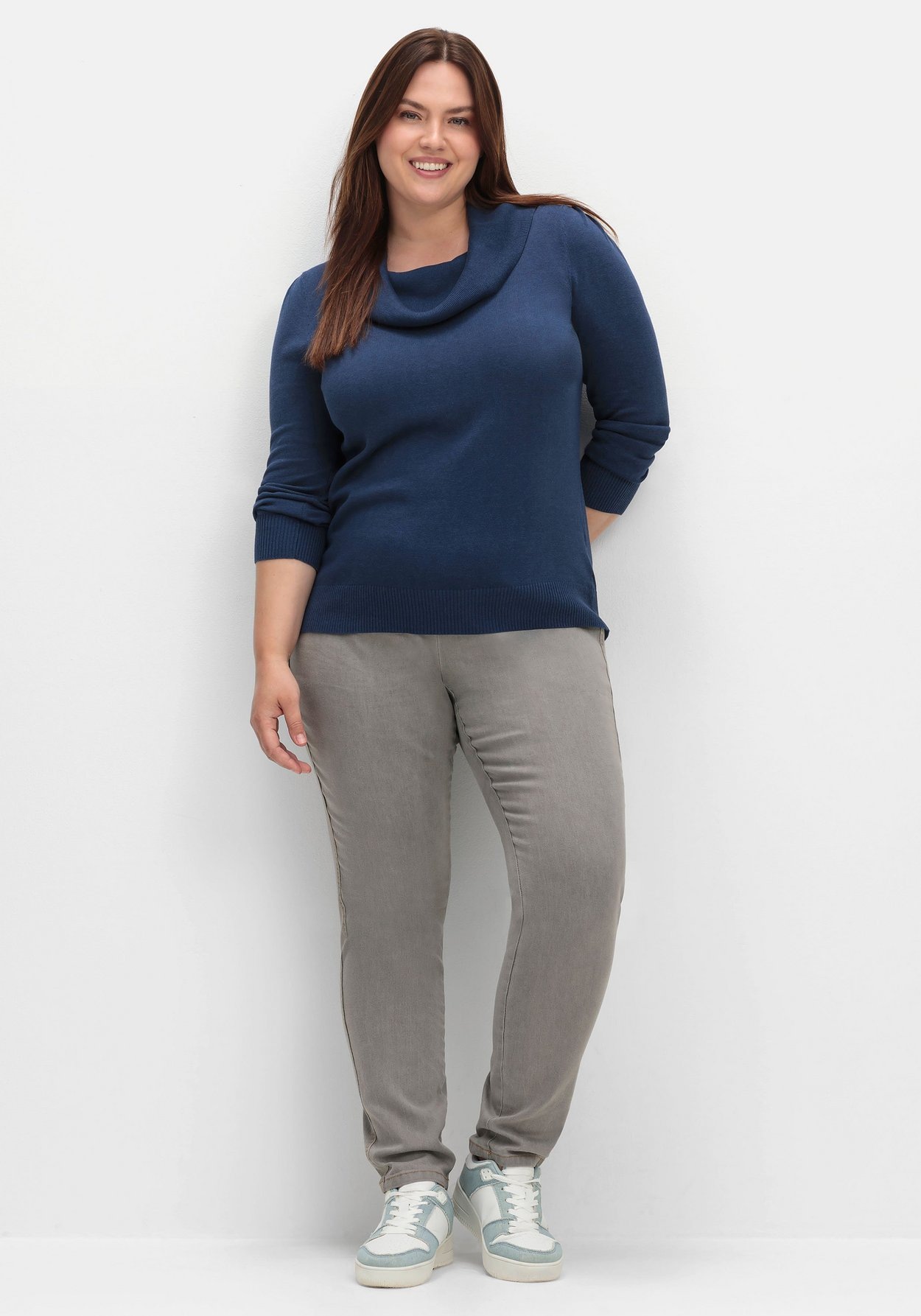 Sheego Strickpullover »Pullover mit weitem Wasserfall-Rollkragen«