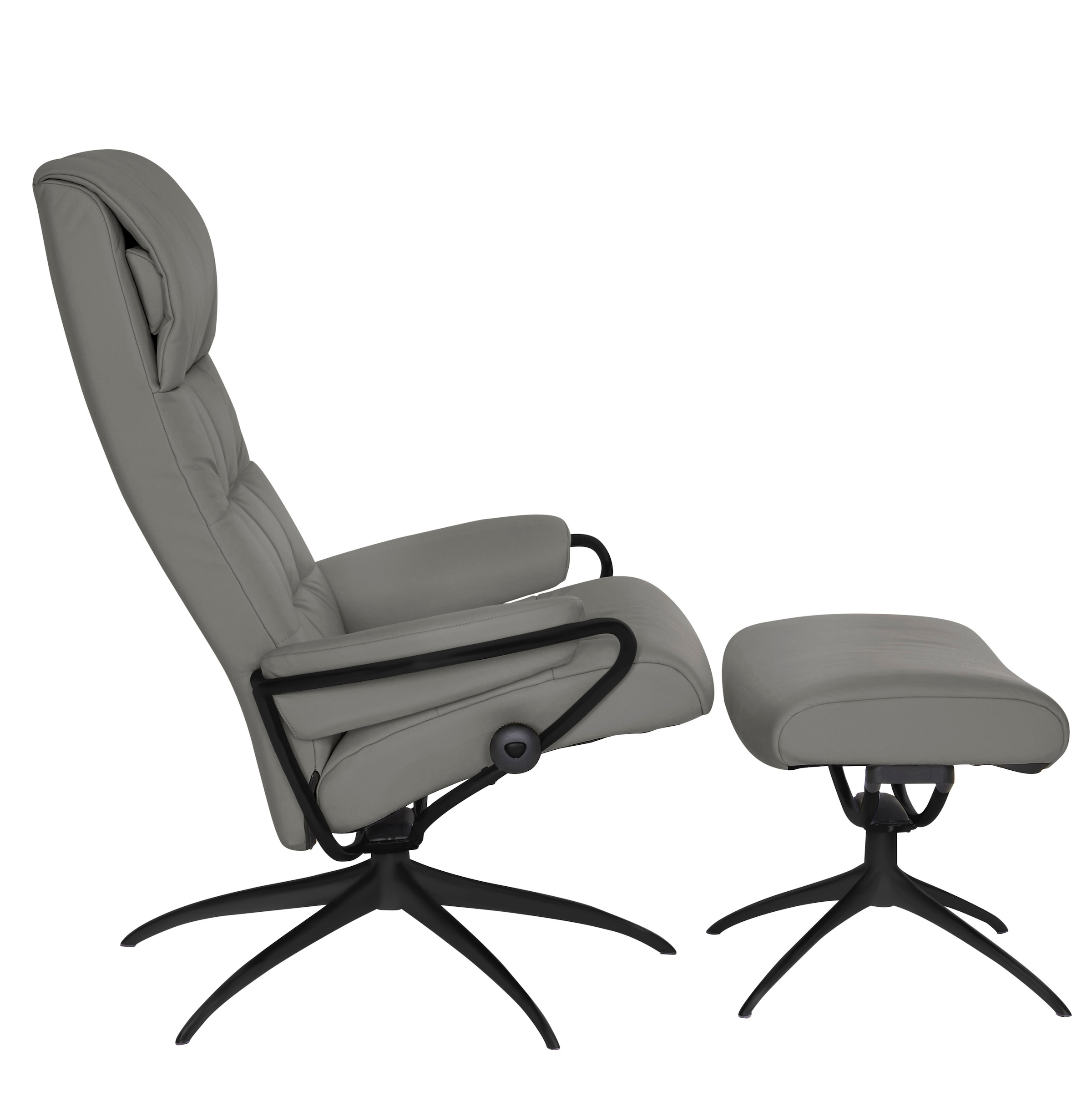 Stressless® Relaxsessel »London« Set, Relaxsessel mit Hocker,  mit Hocker, High Back, mit Star Base, Gestell Schwarz