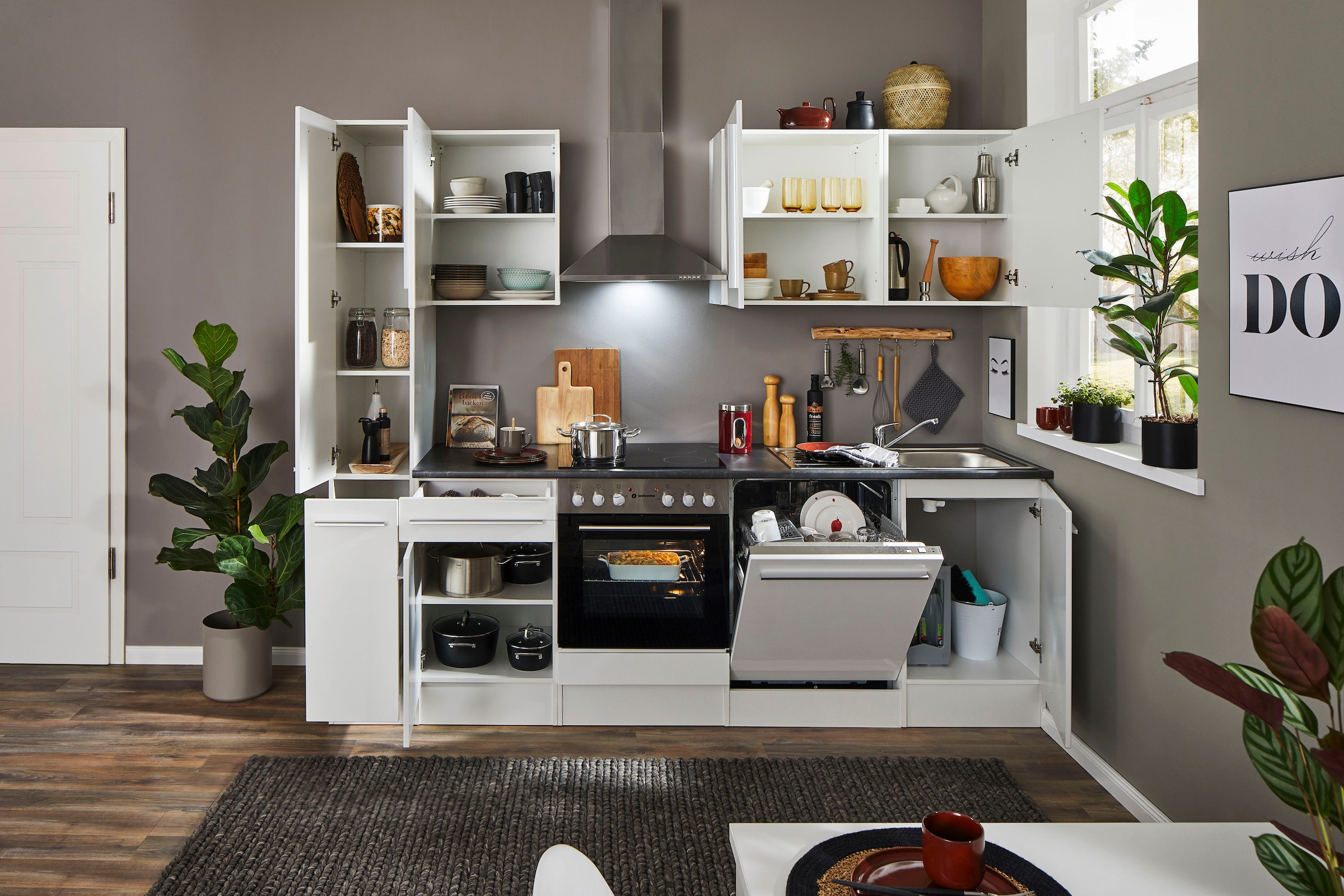 BASIC by Balculina Küchenzeile »Jazz«, Breite 250 cm, wahlweise mit E-Geräten