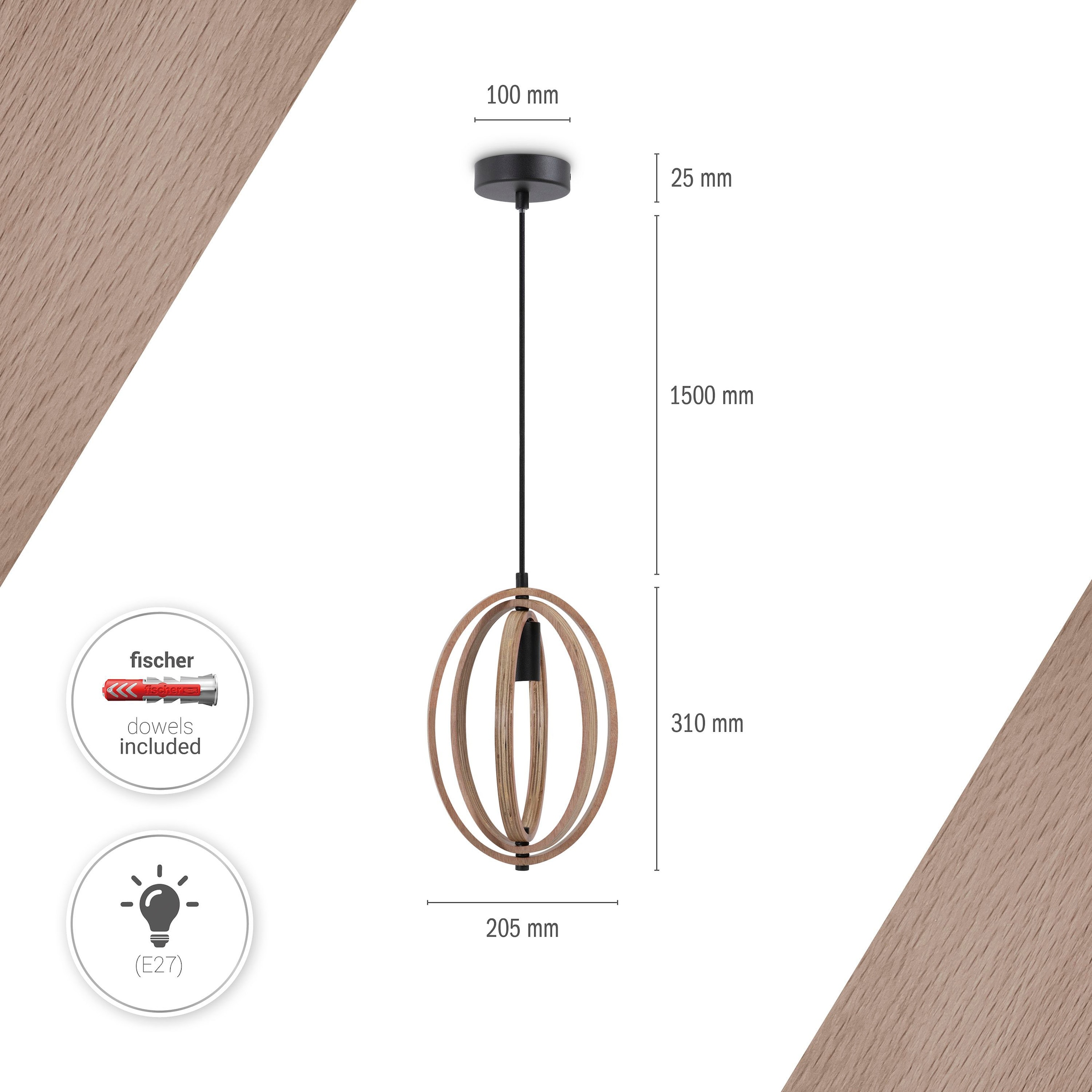 Paco Home Pendelleuchte »BARRY S«, 1 flammig, Leuchtmittel E27 | ohne Leuchtmittel