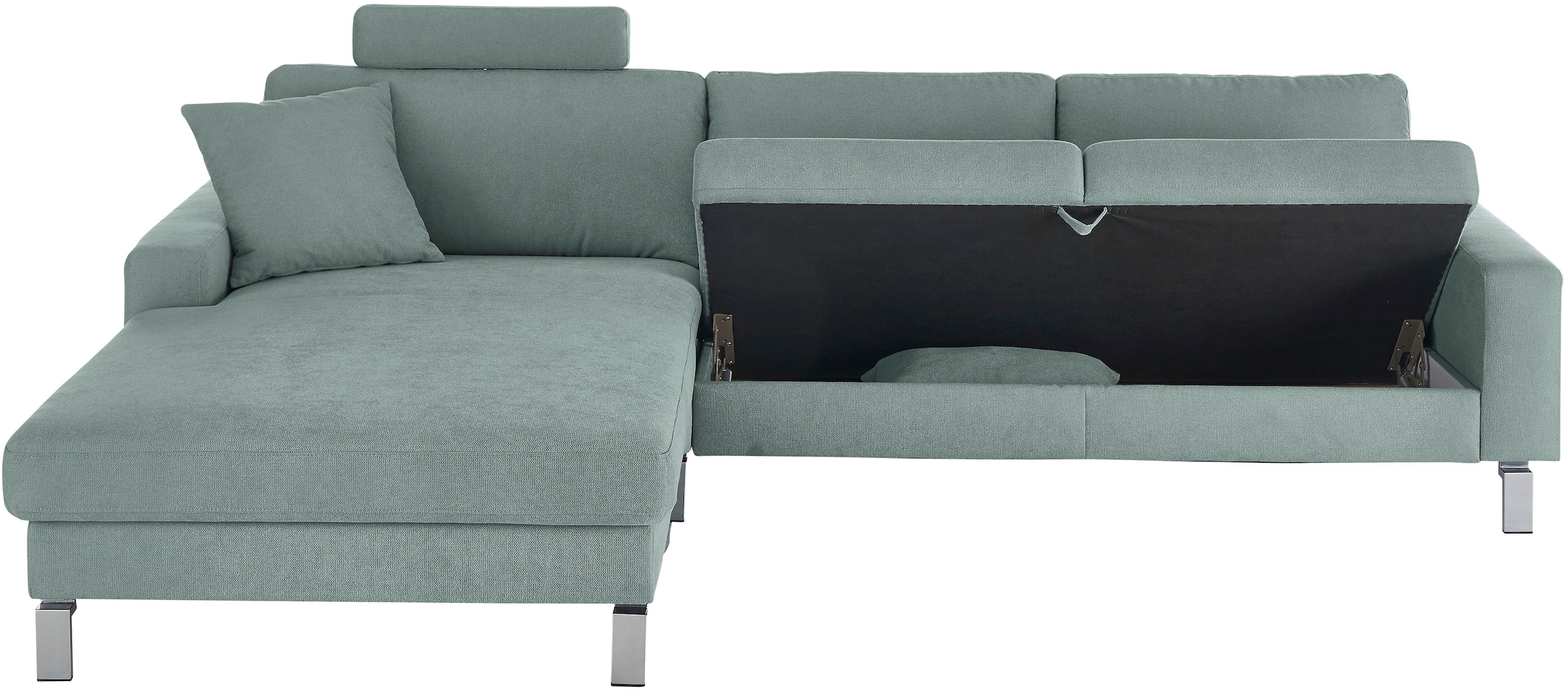 3C Candy Ecksofa »Lecce, wahlweise PUR-Schaumstoff oder Tonnentaschenfederkern«, Bett im 2,5-Sitzer, teilmotorische Schlaffunktion im Longchair, L-Form