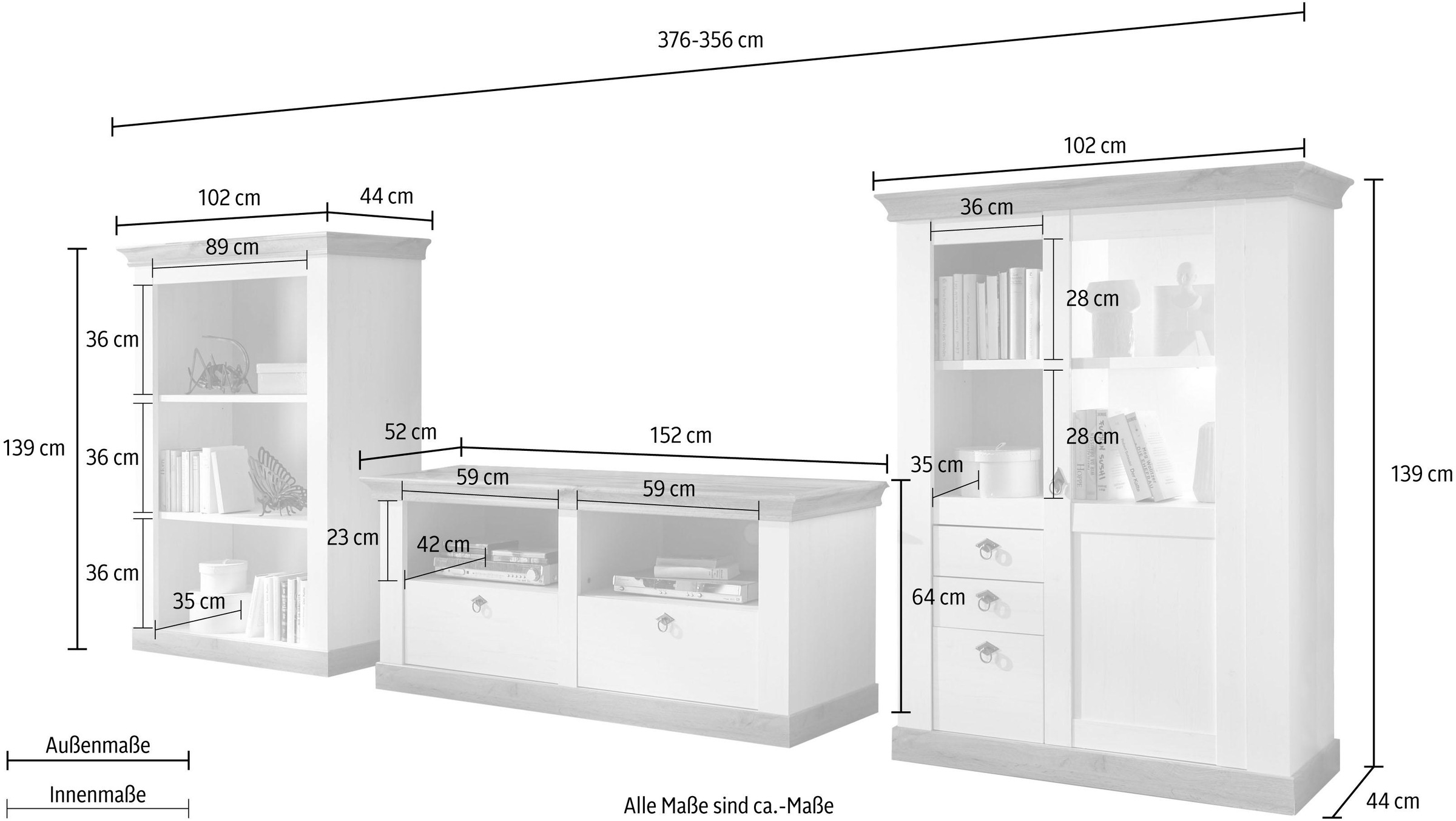 Home affaire Wohnwand »Cremona«, (Set, 3 St.)