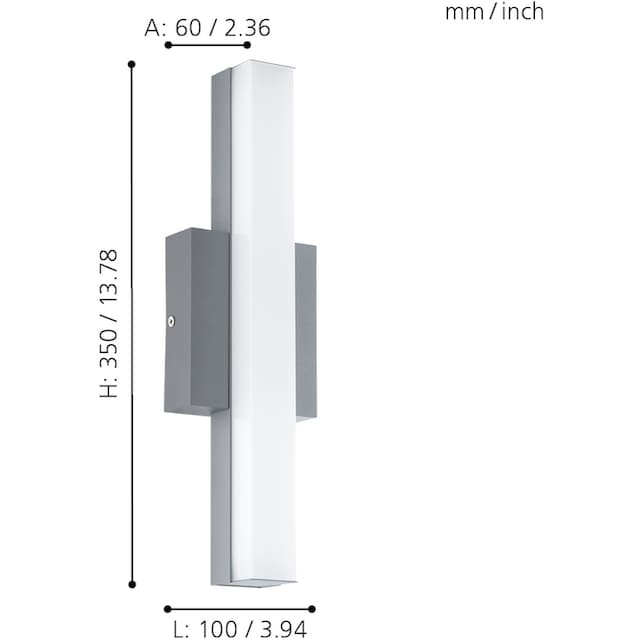 EGLO LED Außen-Wandleuchte »ACATE«, LED-Board, Warmweiß, silber / L10 x H35  cm /