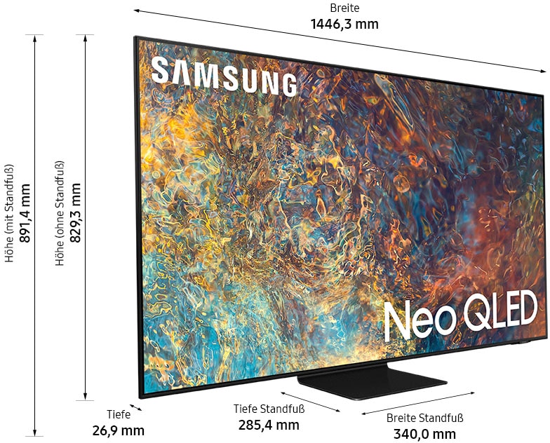 Samsung QLED-Fernseher, 163 cm/65 Zoll, 4K Ultra HD, Smart-TV, Quantum HDR 1500,Neo Quantum Prozessor 4K,Quantum Matrix Technologie