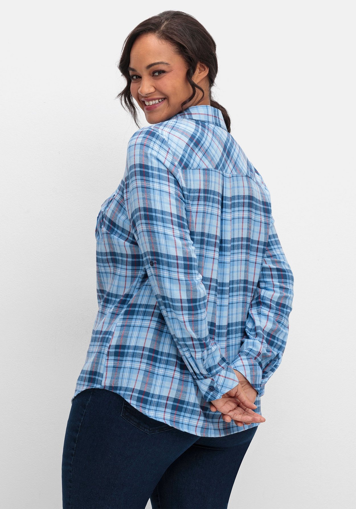 Sheego Karobluse »Karierte Flanellbluse aus weichem Baumwolll-Flanell«