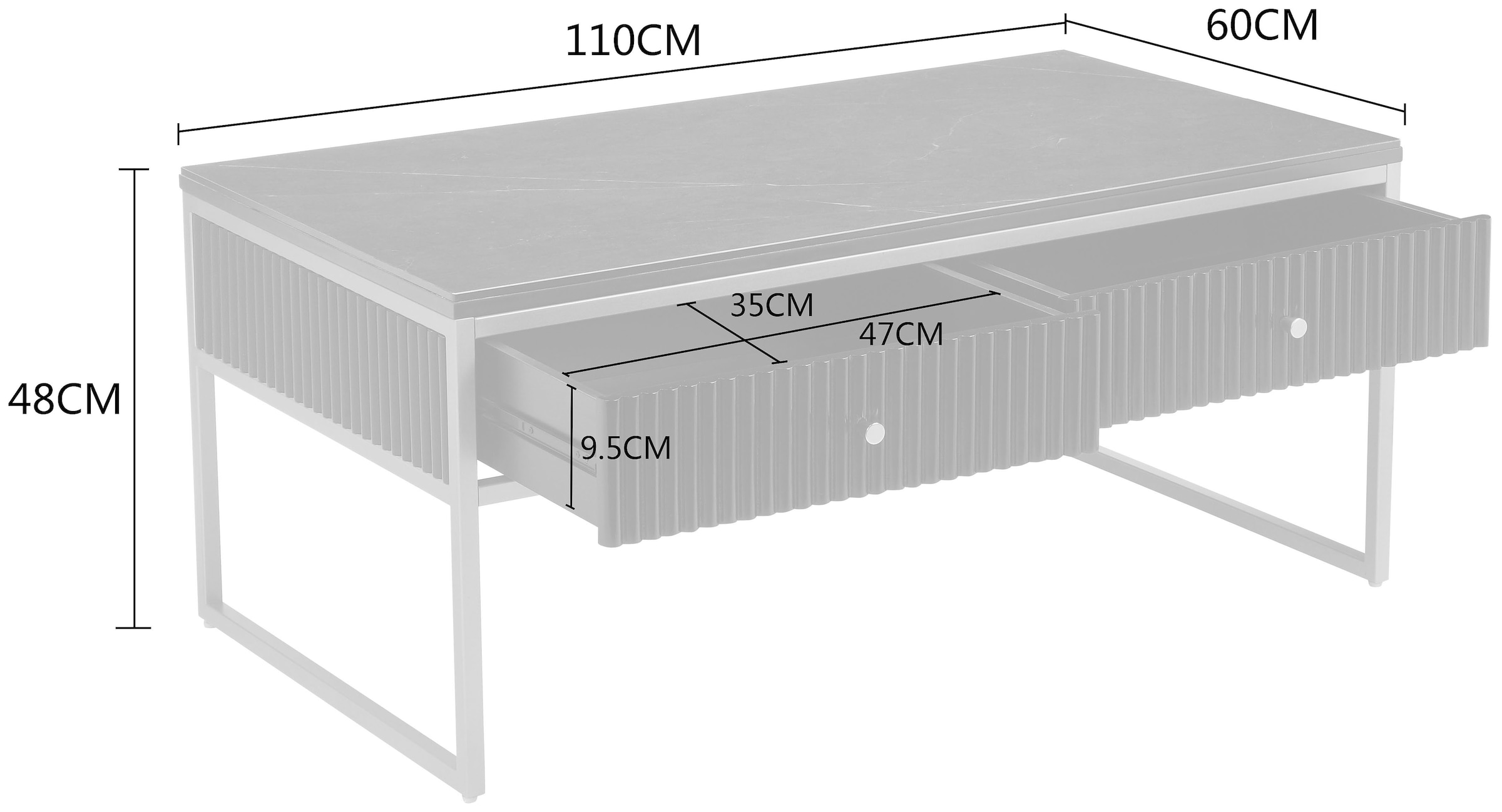 Leonique Couchtisch »Fleuriss« Keramikplatte, goldenen Beinen, FSC-zertifiziertem Holz, Breite 110 cm