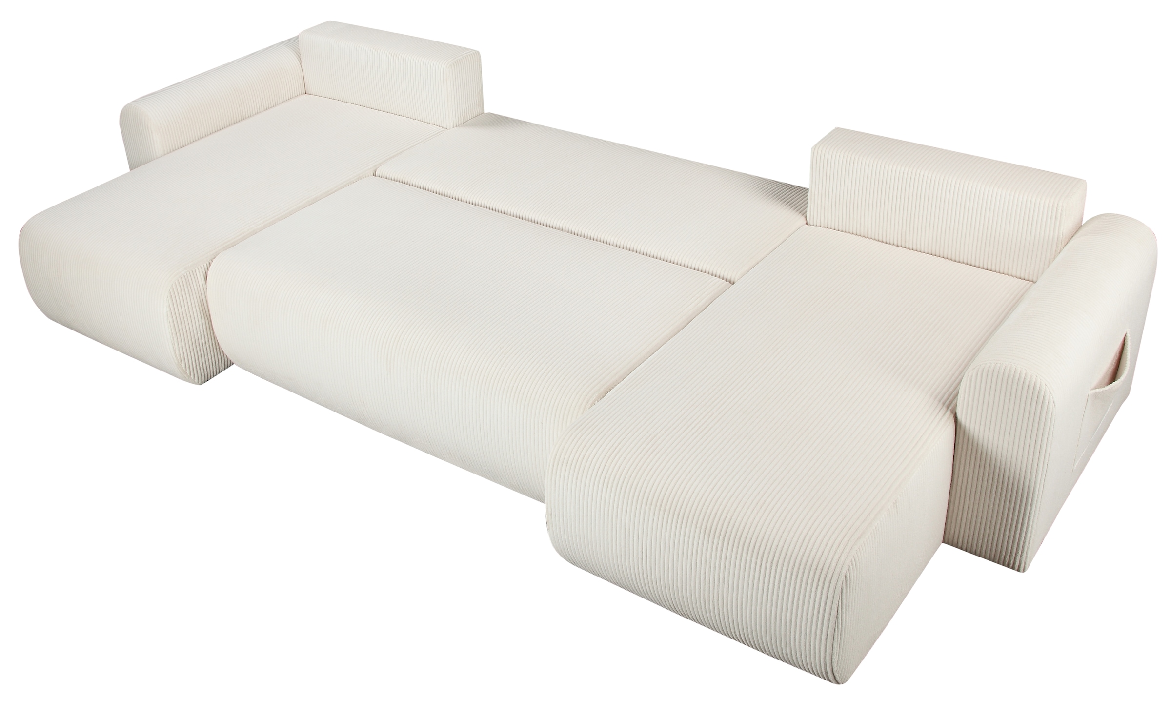 OTTO home Wohnlandschaft »JONAA, 311 cm, U-Form, Schlafsofa, Boxspringfederung, Cord u. Struktur« 133/270cm, Bettkasten, Seitentaschen, Cord und Struktur