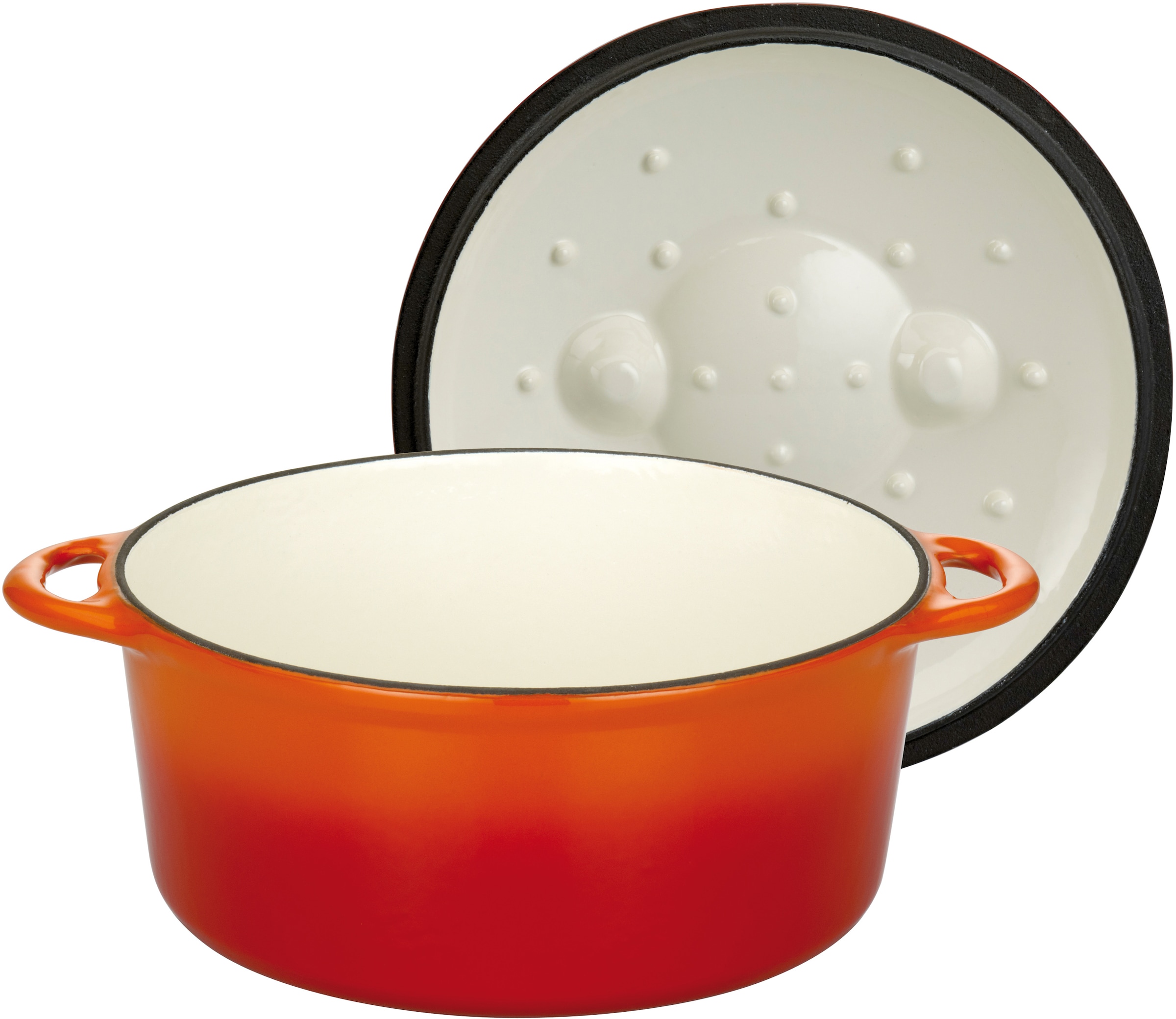GSW Topf-Set »Orange Shadow«, Gusseisen, (Set, 4 tlg., 1x Kochtopf Ø 24 cm, 1x Bratpfanne Ø 26 cm, 1 Auflaufform 35x 21 cm), Induktion