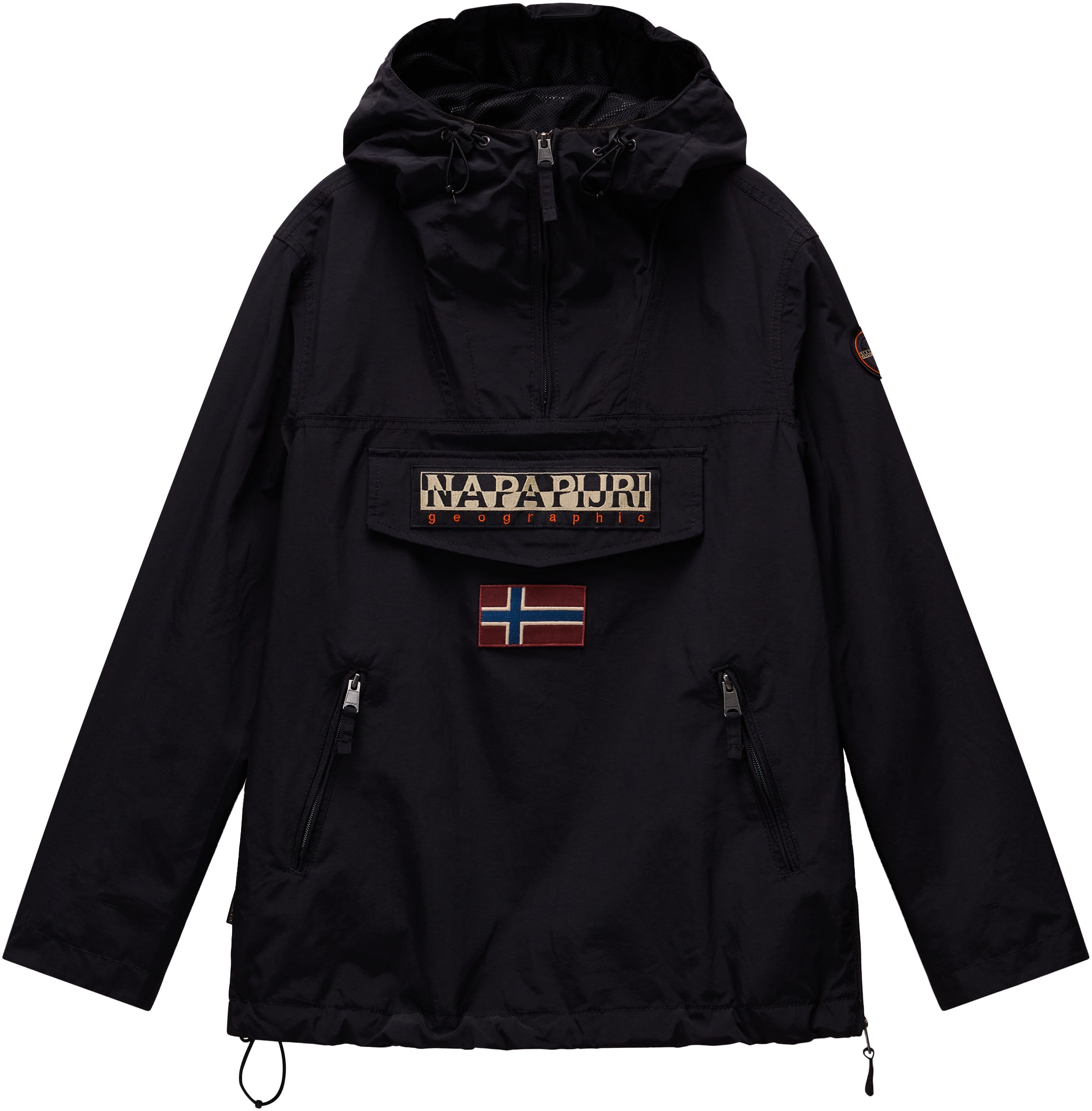 Napapijri Funktionsjacke »RAINFOREST S W PKT 3 041 BLACK«, mit Kapuze, Markenlogo auf dem Ärmel; Reißverschluss im Saum; Schnalle an Kapuze