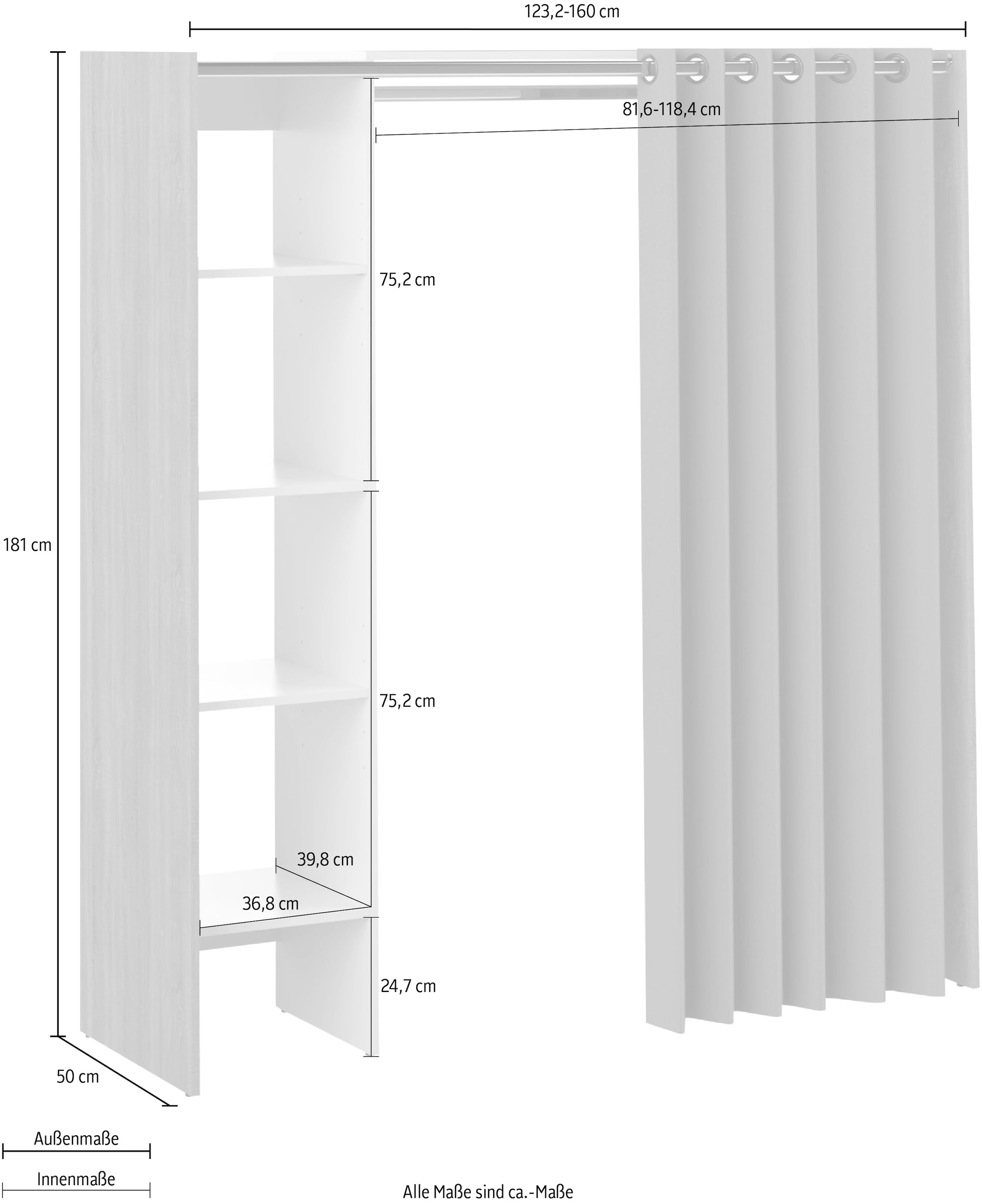TemaHome Kleiderschrank »Tom«, ausziehbarer Kleiderschrank, Vorhang und viele  Fächer, Höhe 181 cm bequem kaufen
