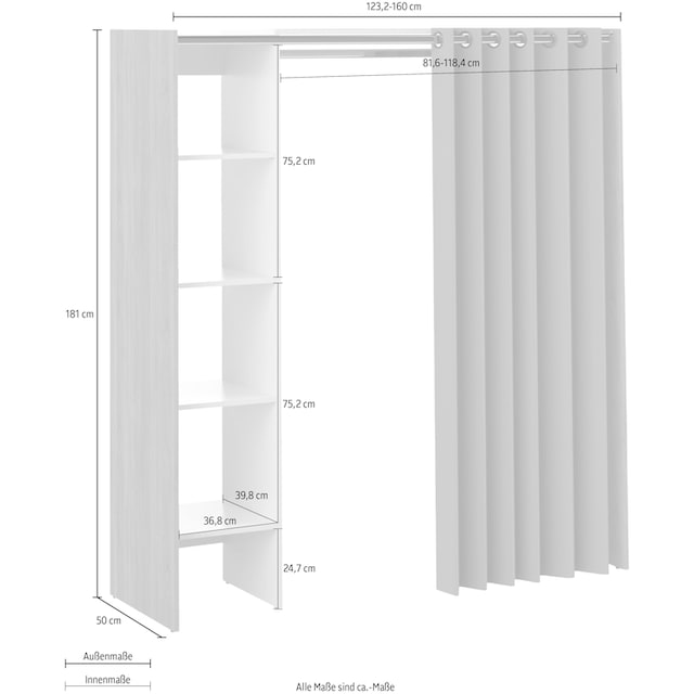 TemaHome Kleiderschrank »Tom«, ausziehbarer Kleiderschrank, Vorhang und viele  Fächer, Höhe 181 cm bequem kaufen