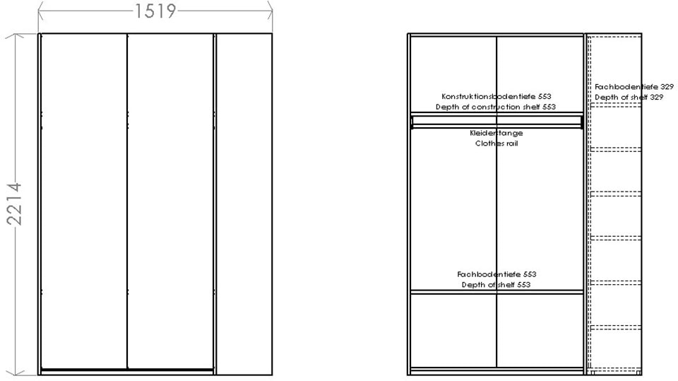 Müller SMALL LIVING Kleiderschrank »Modular Plus Variante 1«, inklusive  links oder rechts montierbarem Seitenregal auf Raten kaufen | Drehtürenschränke