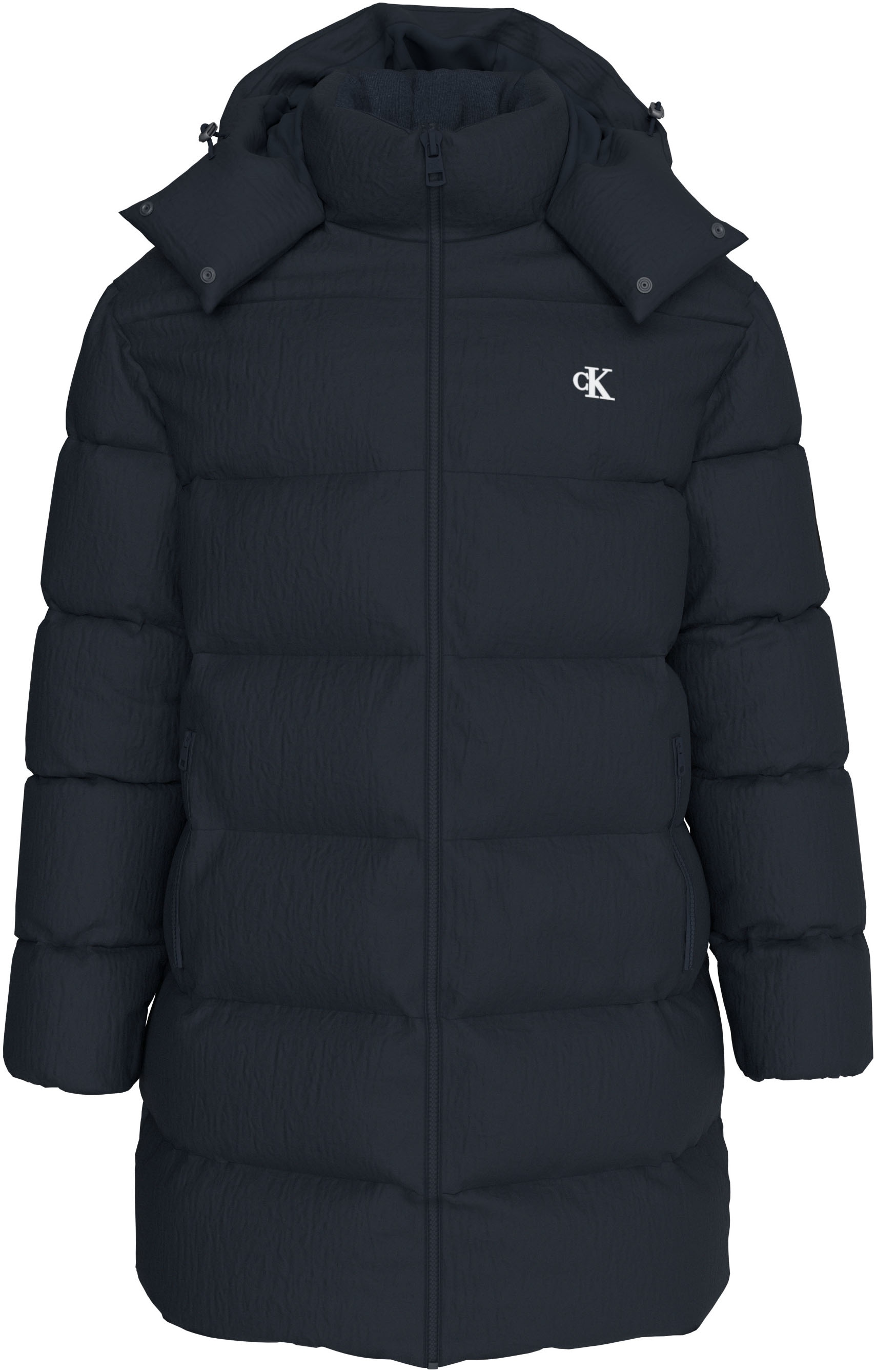 Calvin Klein Jeans Langjacke »ESSENTIALS DOWN LONG PARKA«, mit Kapuze, mit Logodruck
