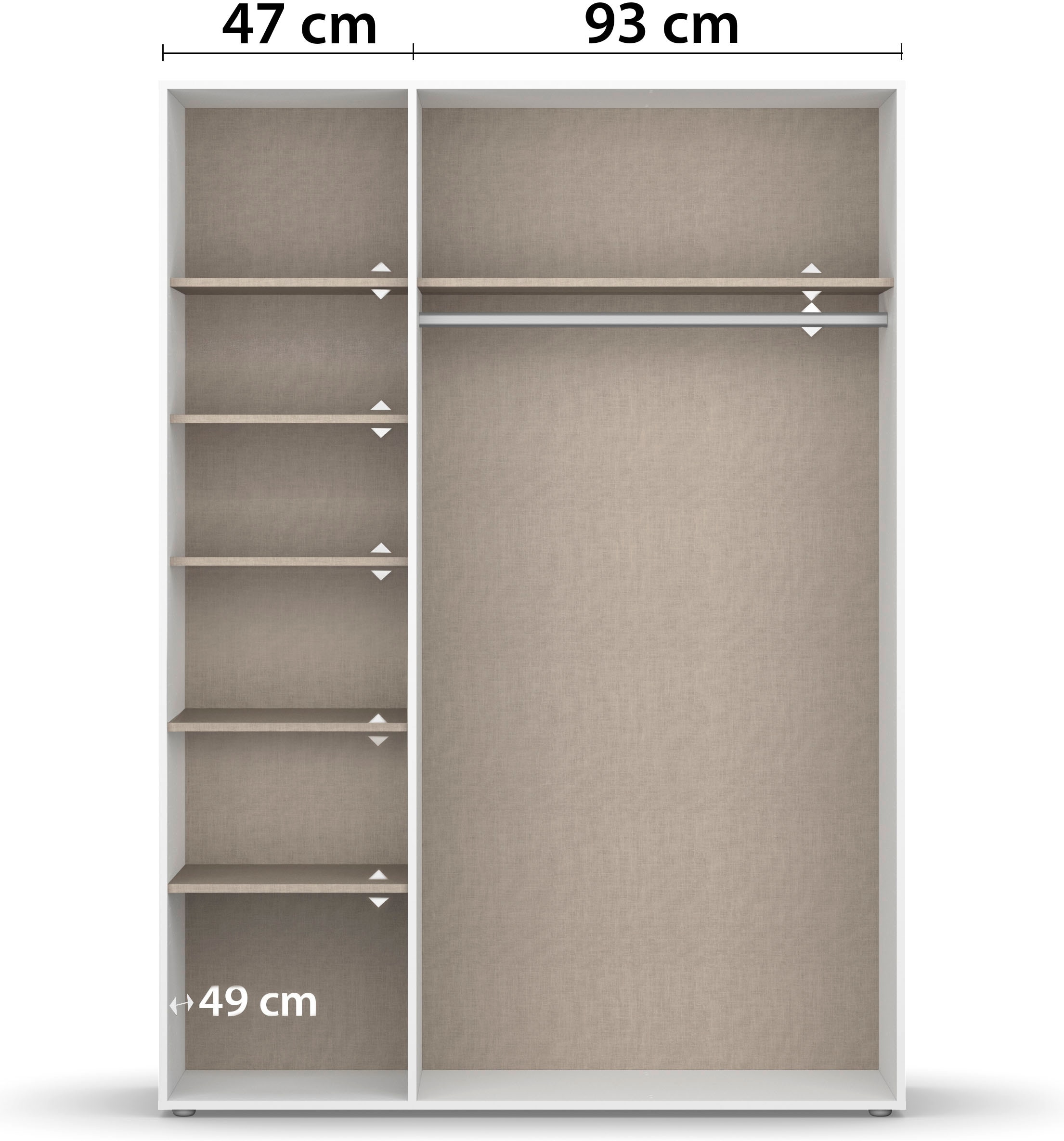 rauch Drehtürenschrank »Kleiderschrank Schrank Garderobe Wäscheschrank NARAI viel Stauraum«, (in 3 verschiedenen Ausstattungen BASIC/CLASSIC/PREMIUM), Griffausfräsungen für eine grifflose Optik TOPSELLER MADE IN GERMANY
