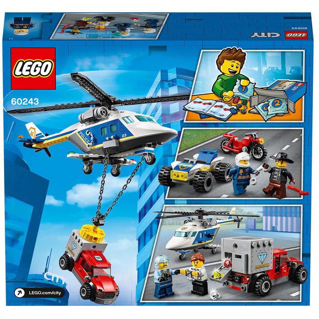 LEGO® Konstruktionsspielsteine »Verfolgungsjagd mit dem Polizeihubschrauber (60243), LEGO® City«, (212 St.)