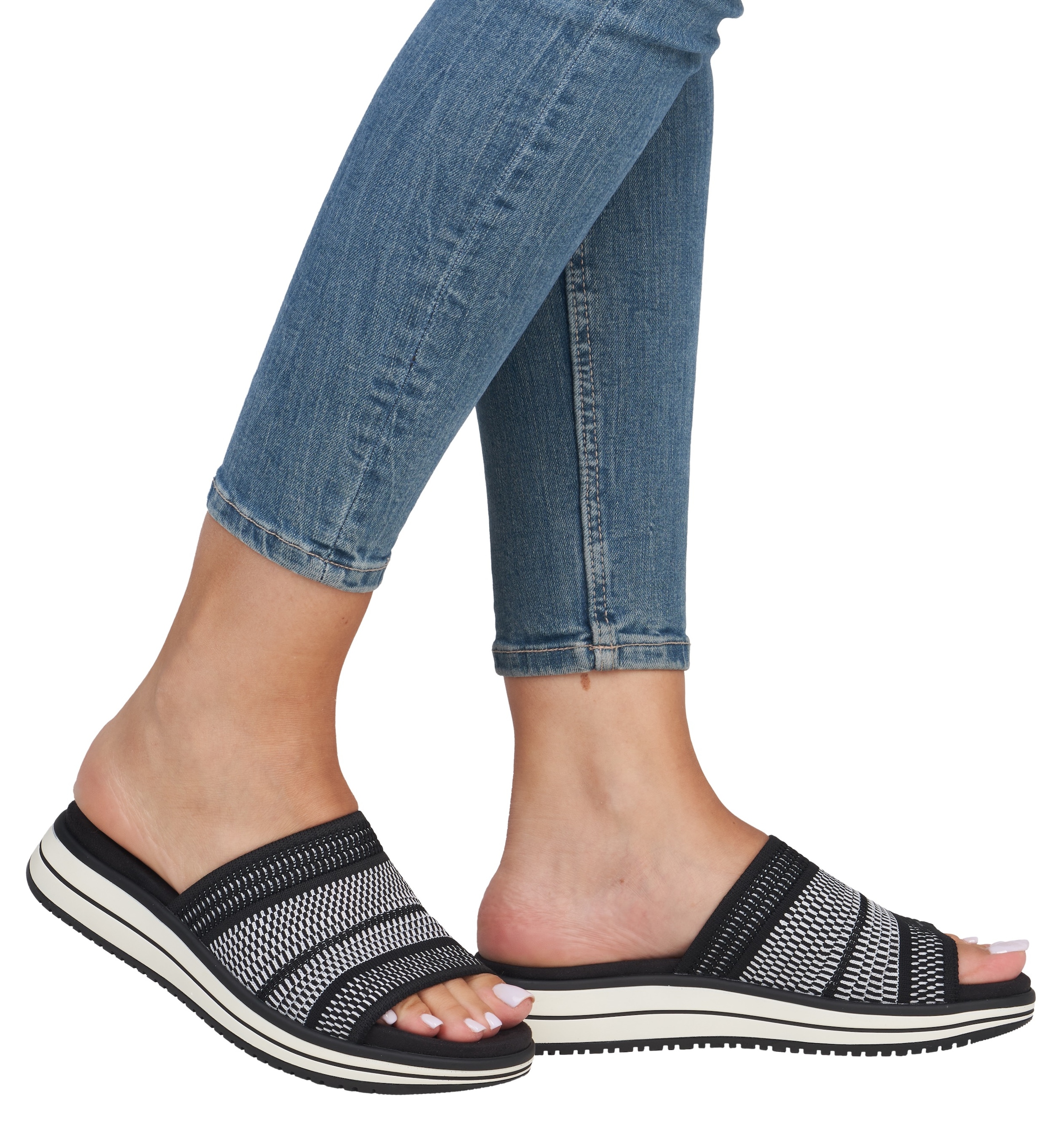 Remonte Pantolette, Keilabsatz, Sommerschuh, Schlappen mit praktischem Elastikeinfass