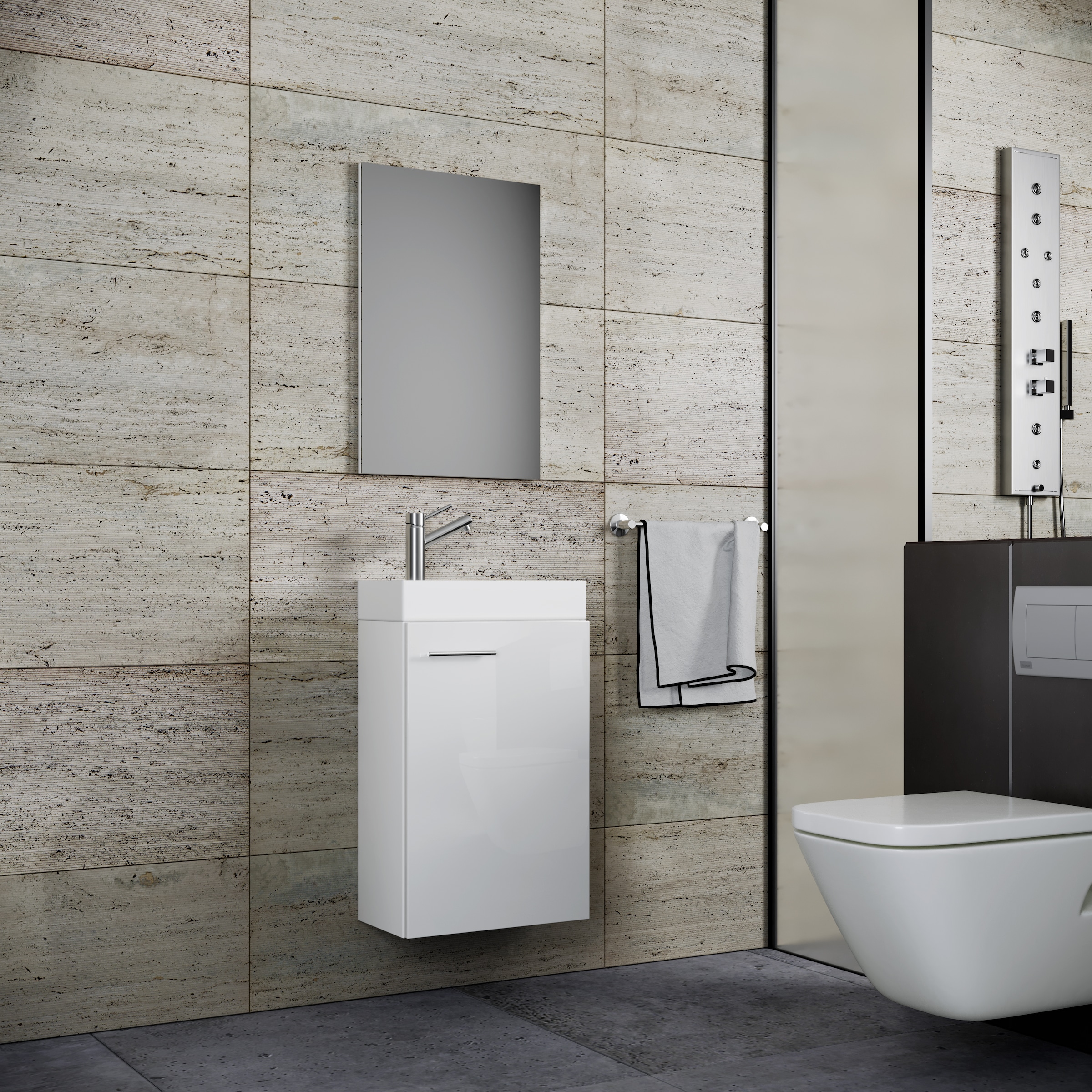 VCM Waschbeckenunterschrank »VCM 3-tlg Set | Waschplatz für Gäste WC | Gästebad | Waschtisch | Badezimmer Set - Slito SP«, (3 St.)