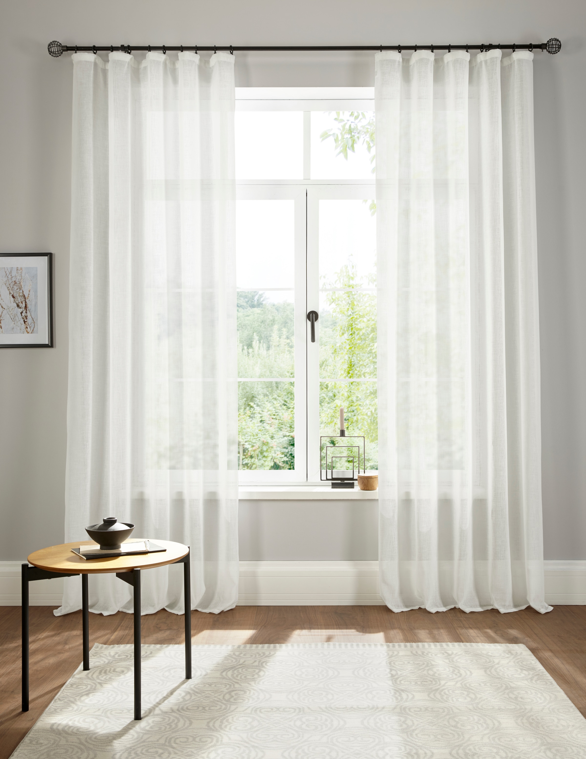 my home Gardine »Fiete«, (1 St.), Leinen Optik, Sichtschutz, halbtransparent, einfarbig, Leinenoptik
