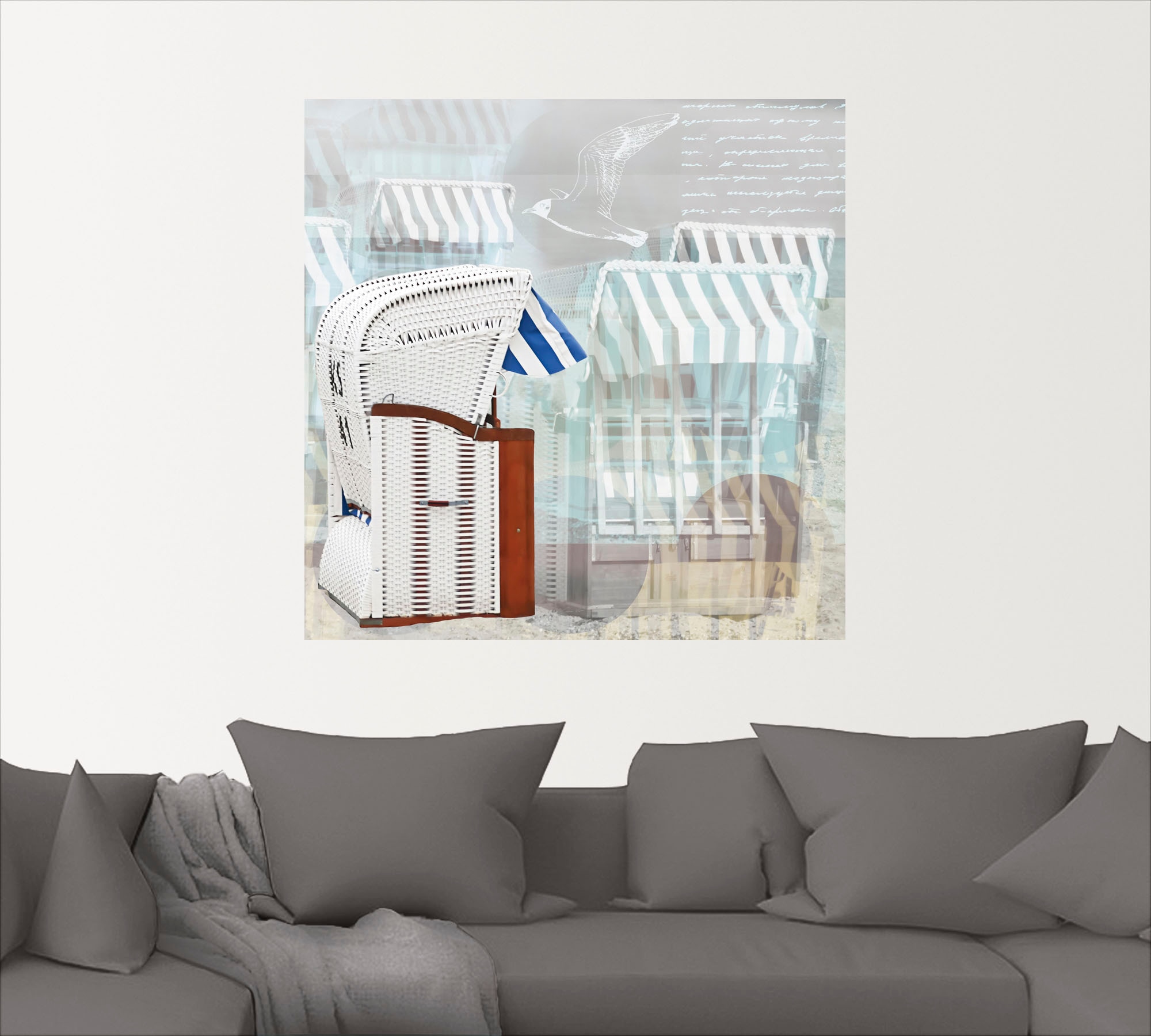 Artland Wandbild »Strandkorb Hintergrund Effekt«, Strandbilder, (1 St.), als Leinwandbild, Wandaufkleber in verschied. Größen