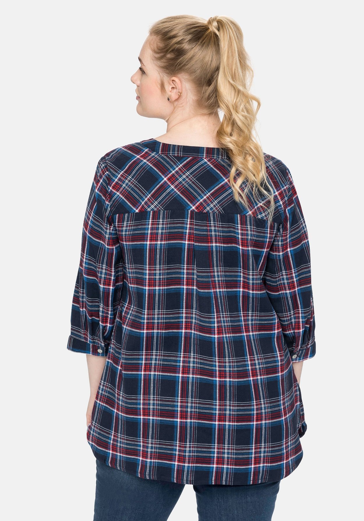 Sheego Karobluse »Bluse aus Baumwolle, mit 3/4-Ärmeln«