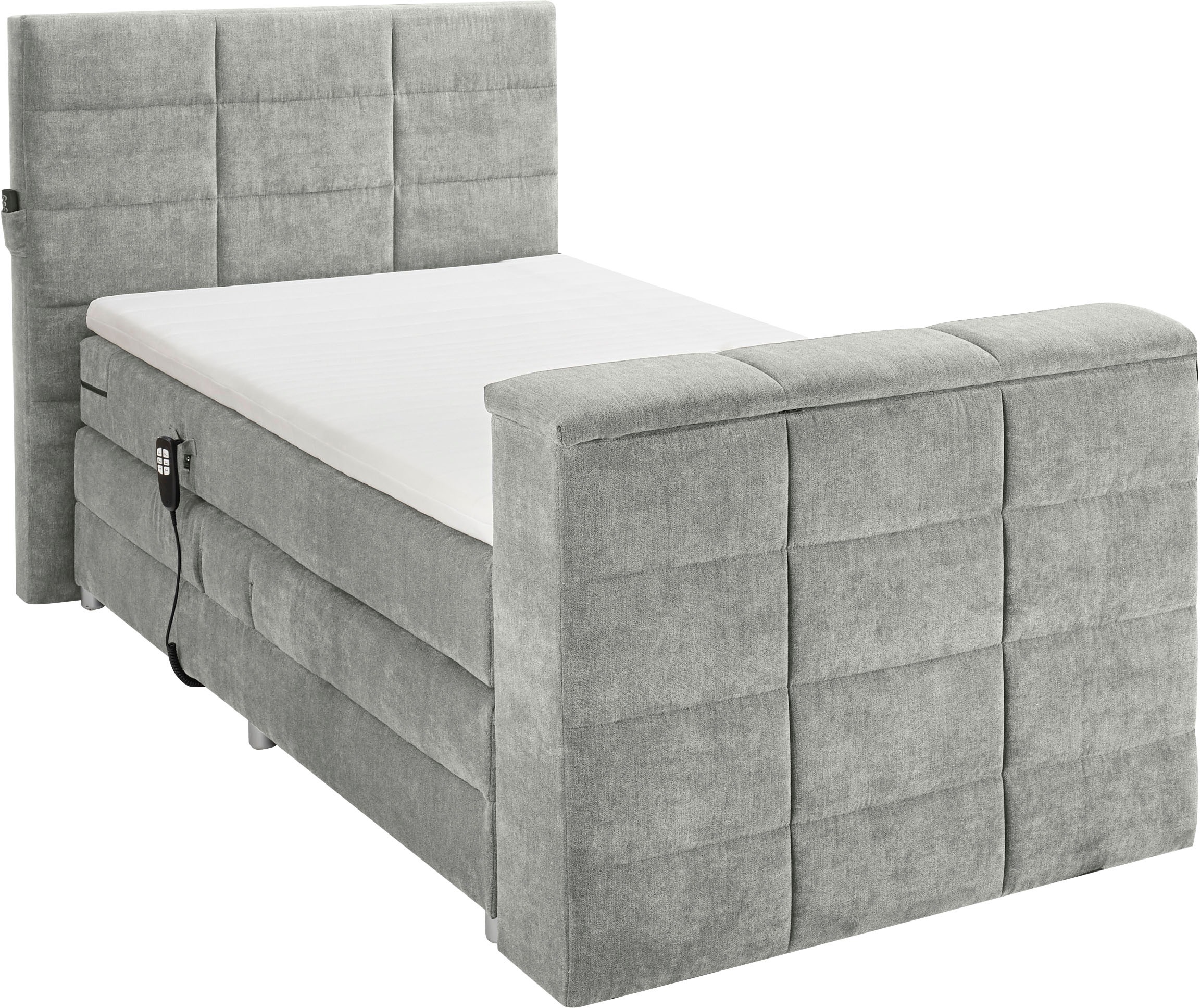 ED EXCITING DESIGN Boxspringbett »Denver«, inkl. Motorverstellung, Duo-Matratze, Topper, und motorisierter TV-Halterung bis 40 Zoll