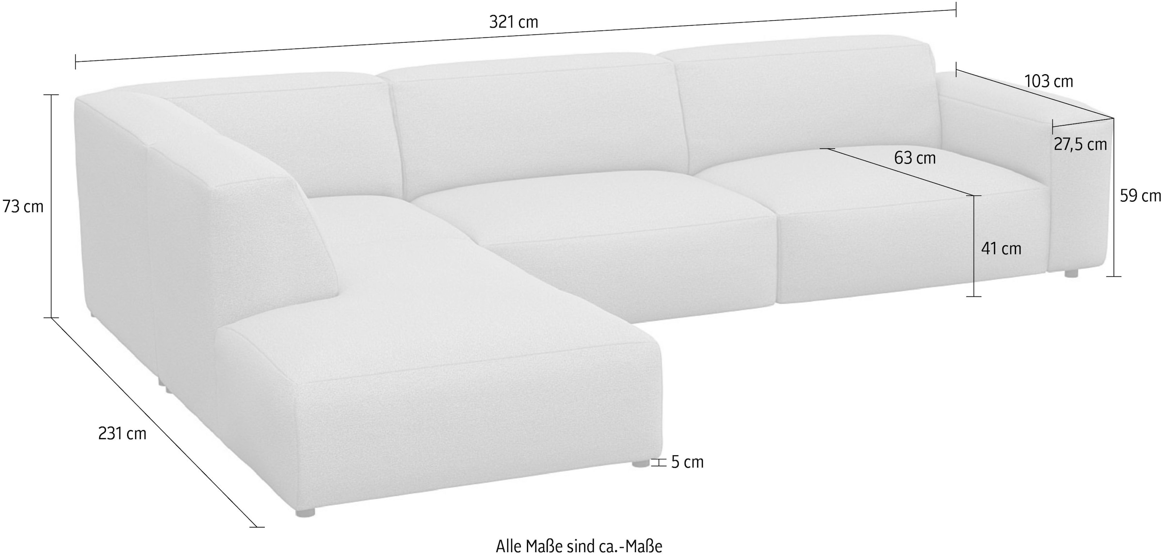 FLEXLUX Ecksofa »Lucera«, modern & anschmiegsam, Kaltschaum, Stahl-Wellenunterfederung