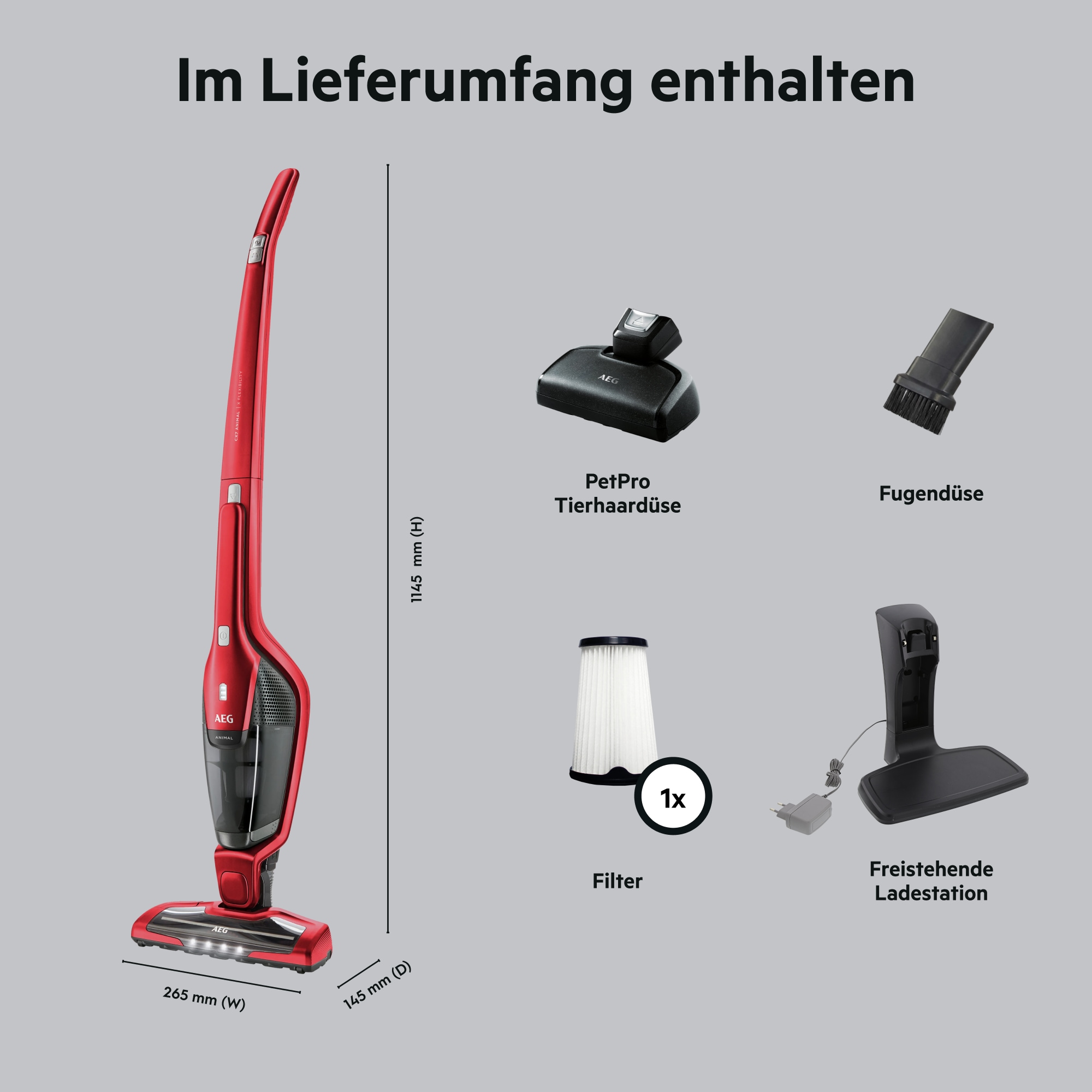 AEG Akku-Hand-und Stielstaubsauger »CX7 ANIMAL AKKU-STAUBSAUGER (CX7-2-45AN)« 2in1-Funktion, ideal zur Tierhaarentfernung, bis zu 45 Min. Laufzeit