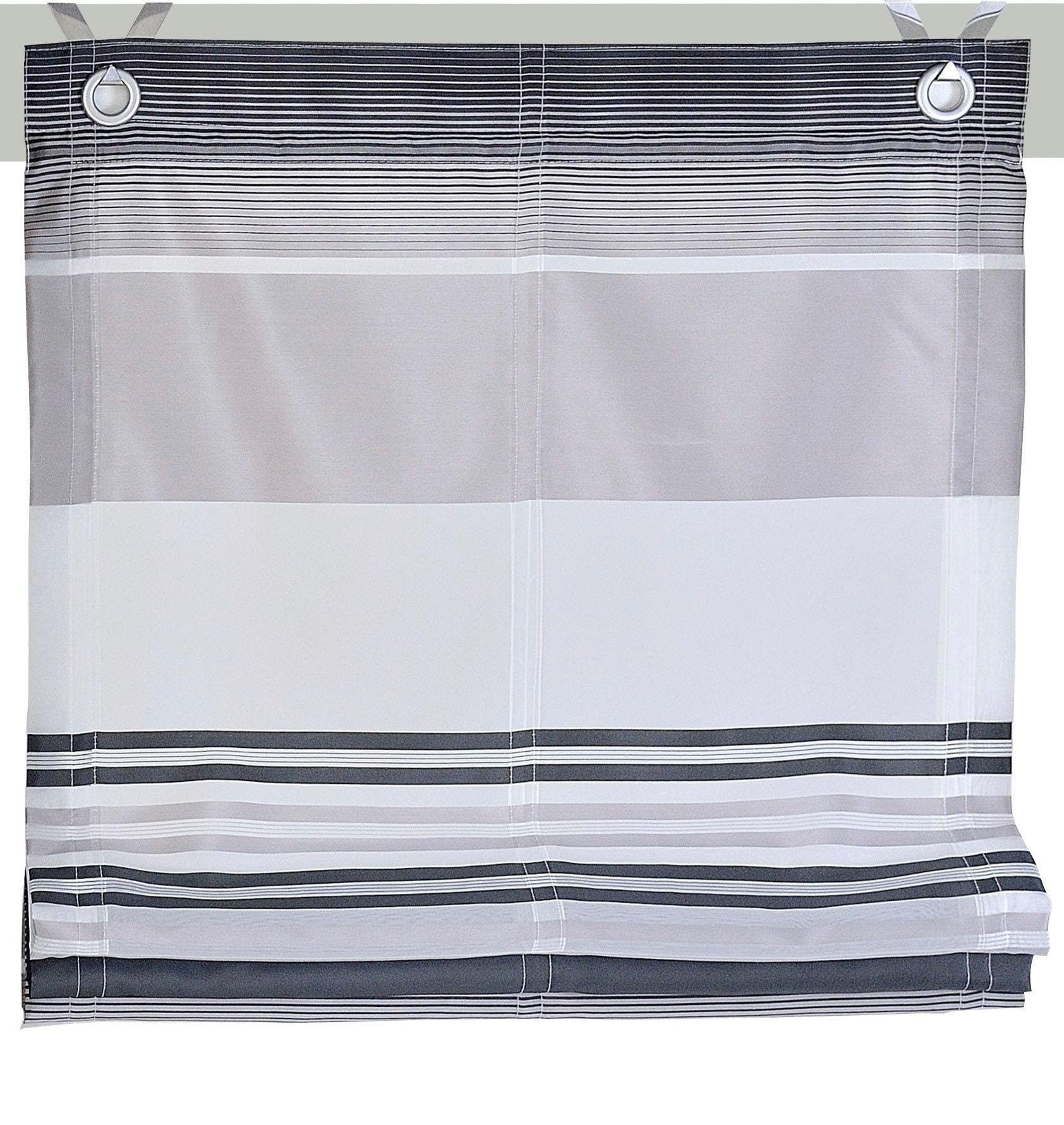 Kutti Raffrollo Hakenaufhängung, Bohren, Streifen, mit mit Polyester, Edelstahlhaken ohne »Jamaica«, halbtransparent, gewebt, freihängend