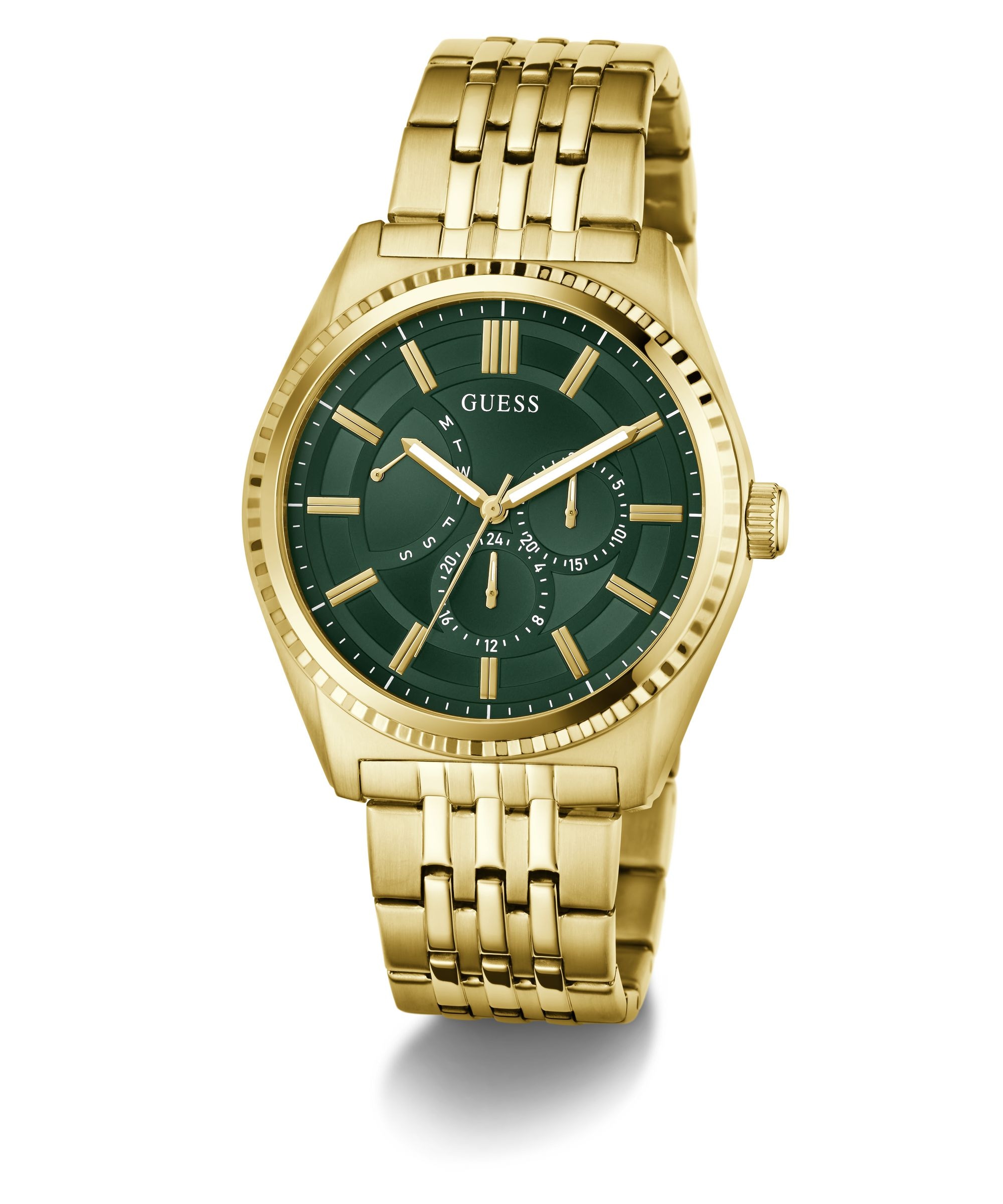 Guess Multifunktionsuhr »CAMDEN« Quarzuhr, Armbanduhr, Herrenuhr, Edelstahlarmband, analog, Wochentag