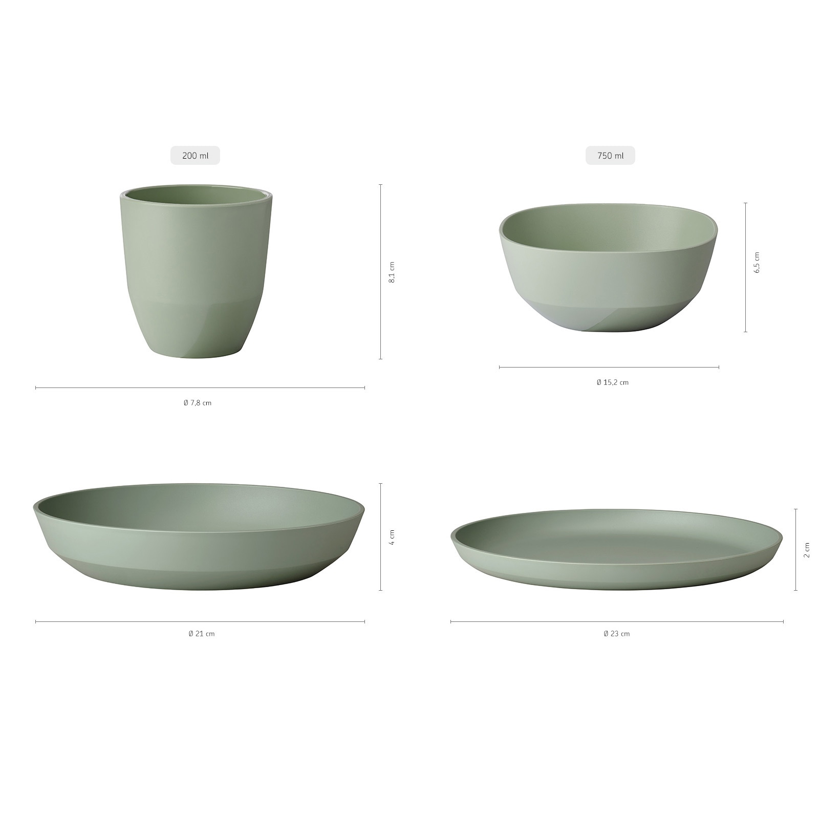 Mepal Geschirr-Set »Geschirr-Set Silueta 8-tlg.« Spülmaschinengeeignet, Mikrowellengeeignet, Gefrierfachgeeignet, Dampfgarergeeignet, max. 150 ˚C
