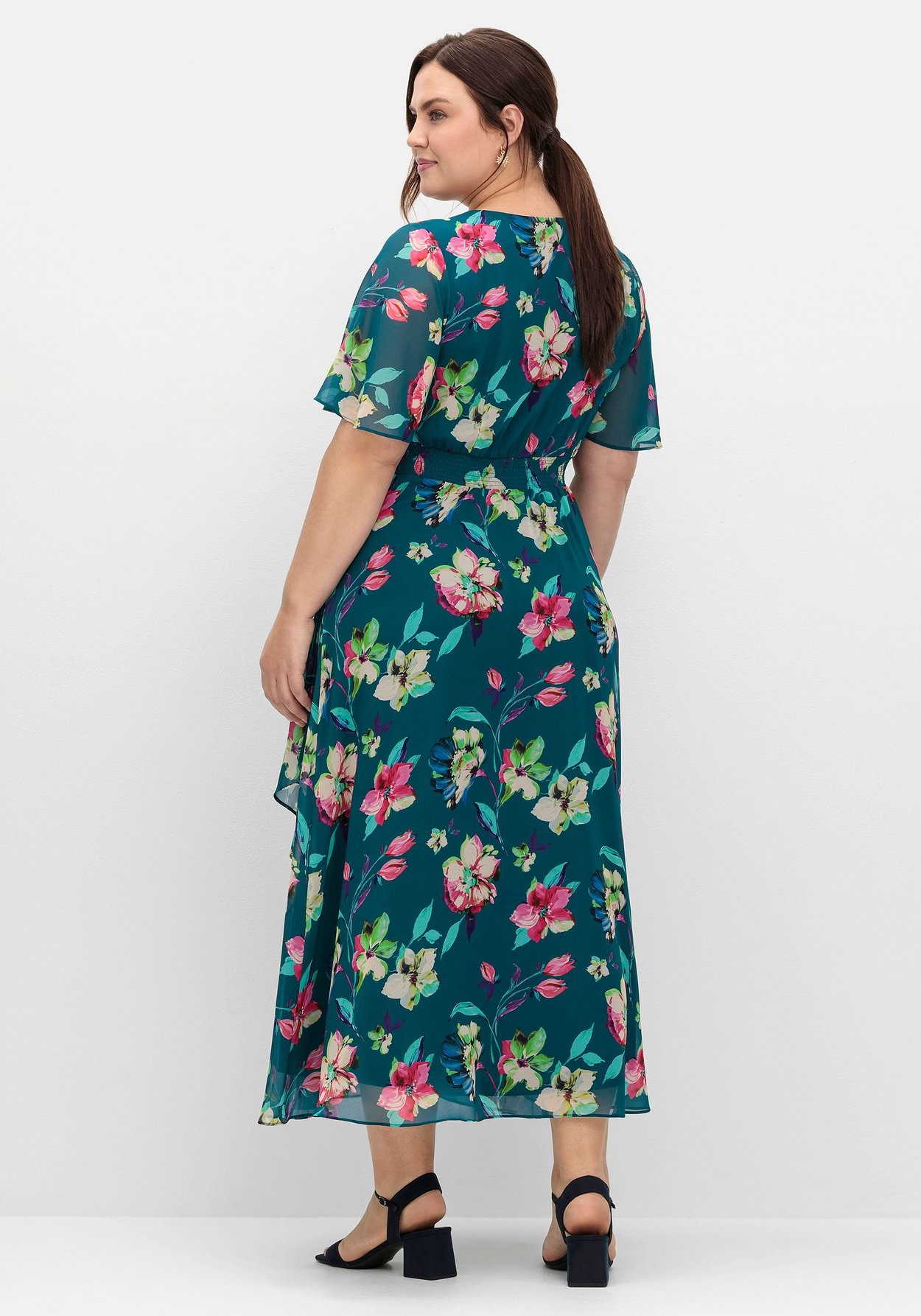 Sheego Abendkleid »Chiffonkleid mit Blumenprint, blickdicht gefüttert«
