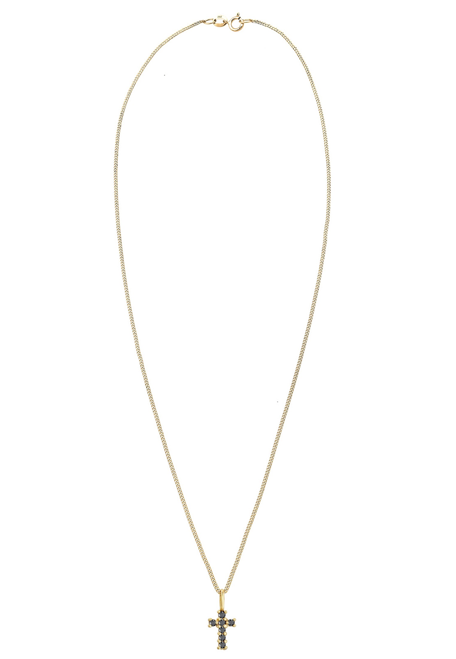 Elli DIAMONDS Silberkette »Halskette Kreuz Diamant Schwarz Brillantschliff (0.105 ct) 585 Gelbgold«