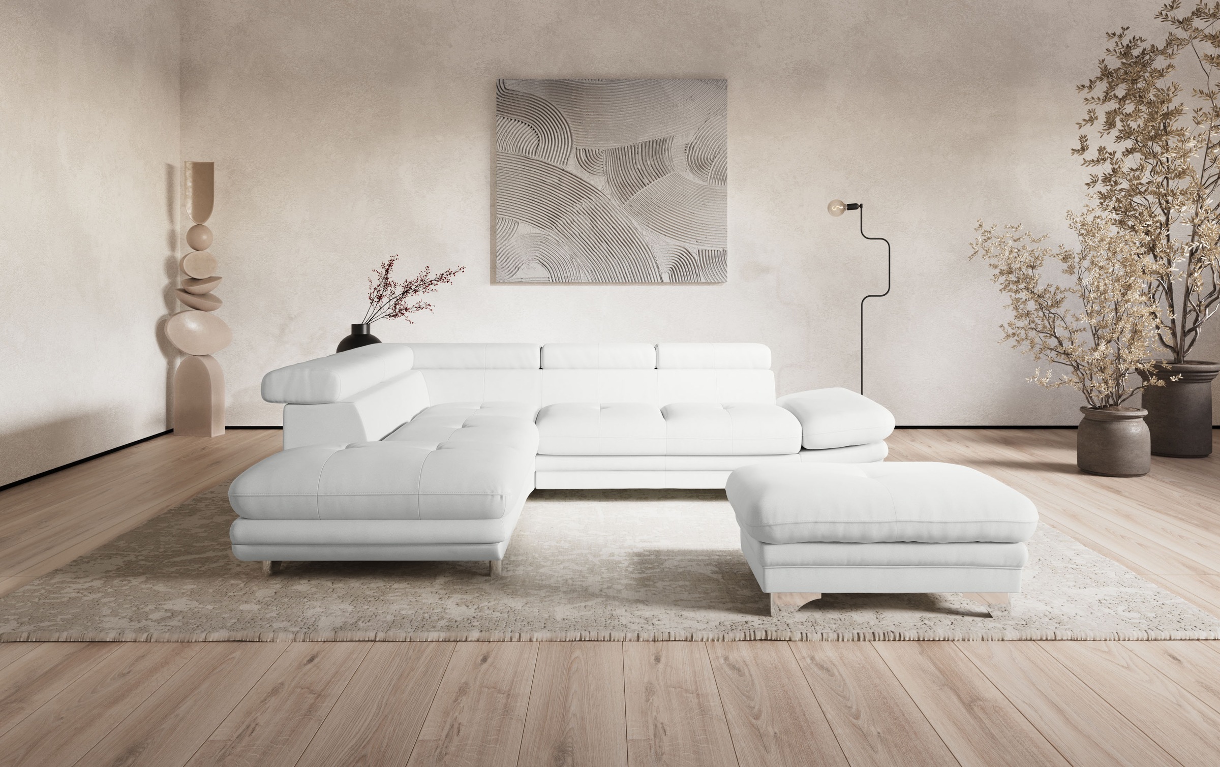 COTTA Ecksofa »Enterprise L-Form«, mit Arm- & Kopfteilverstellung, wahlweise mit Bettfunktion
