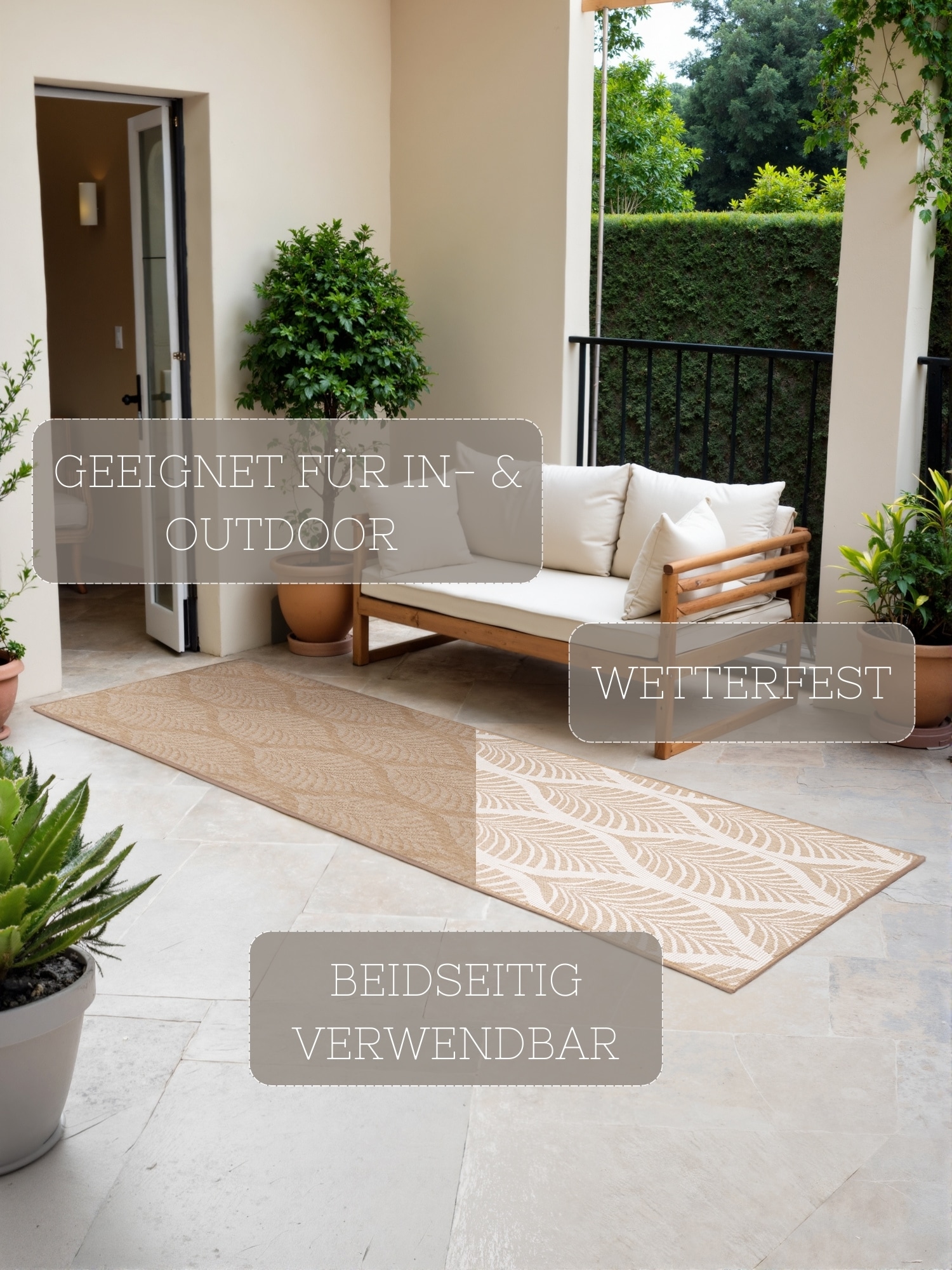 HANSE Home Outdoorteppich »Liora Wendeteppich« rechteckig 5 mm Höhe Läufer, In und Outdoor, Flachgewebe, wetterfest, pflegeleicht, robust