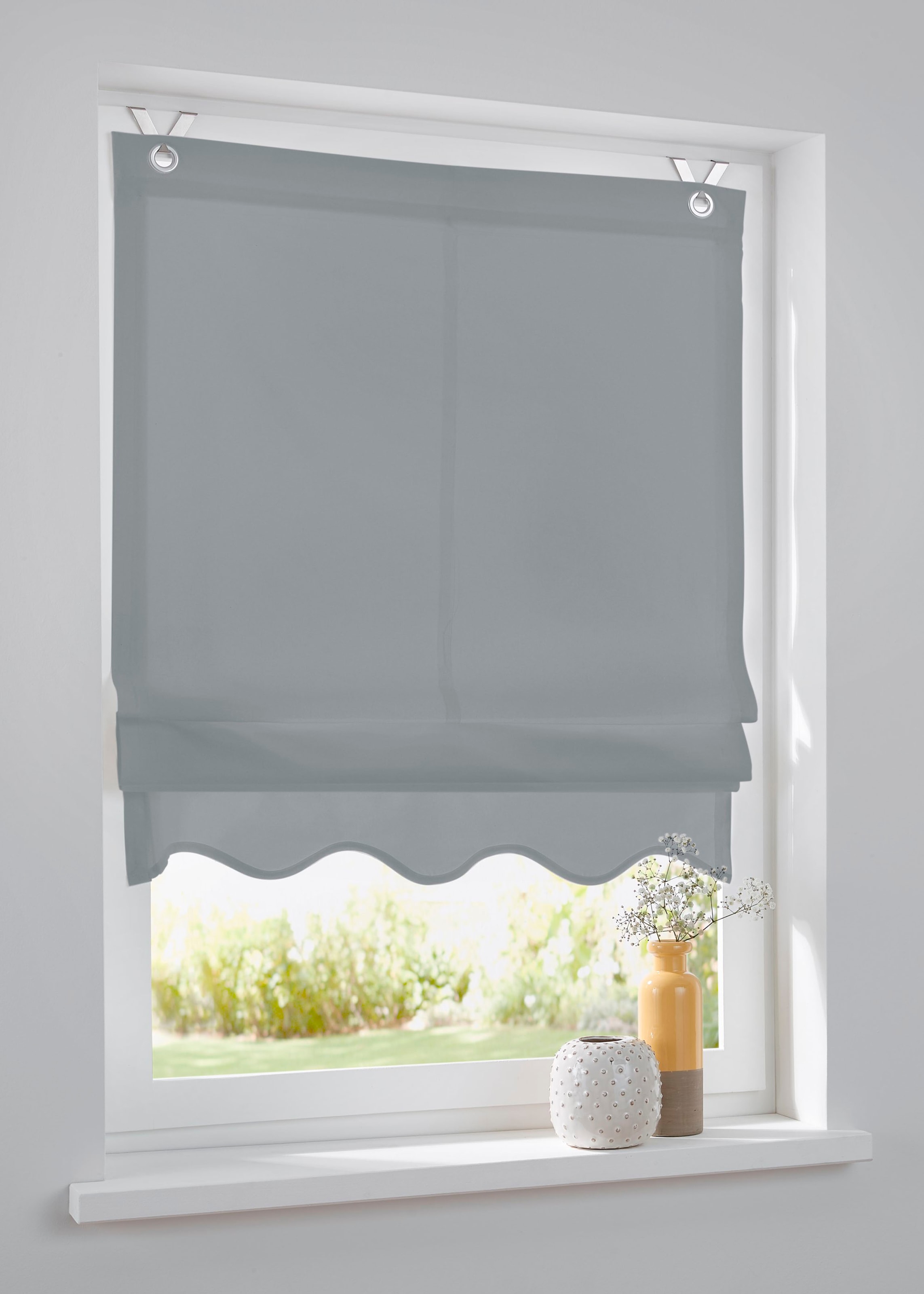 Kutti Raffrollo »Olivia« mit Hakenaufhängung ohne Bohren freihängend blickdicht, Baumwolle, Hakenaufhängung