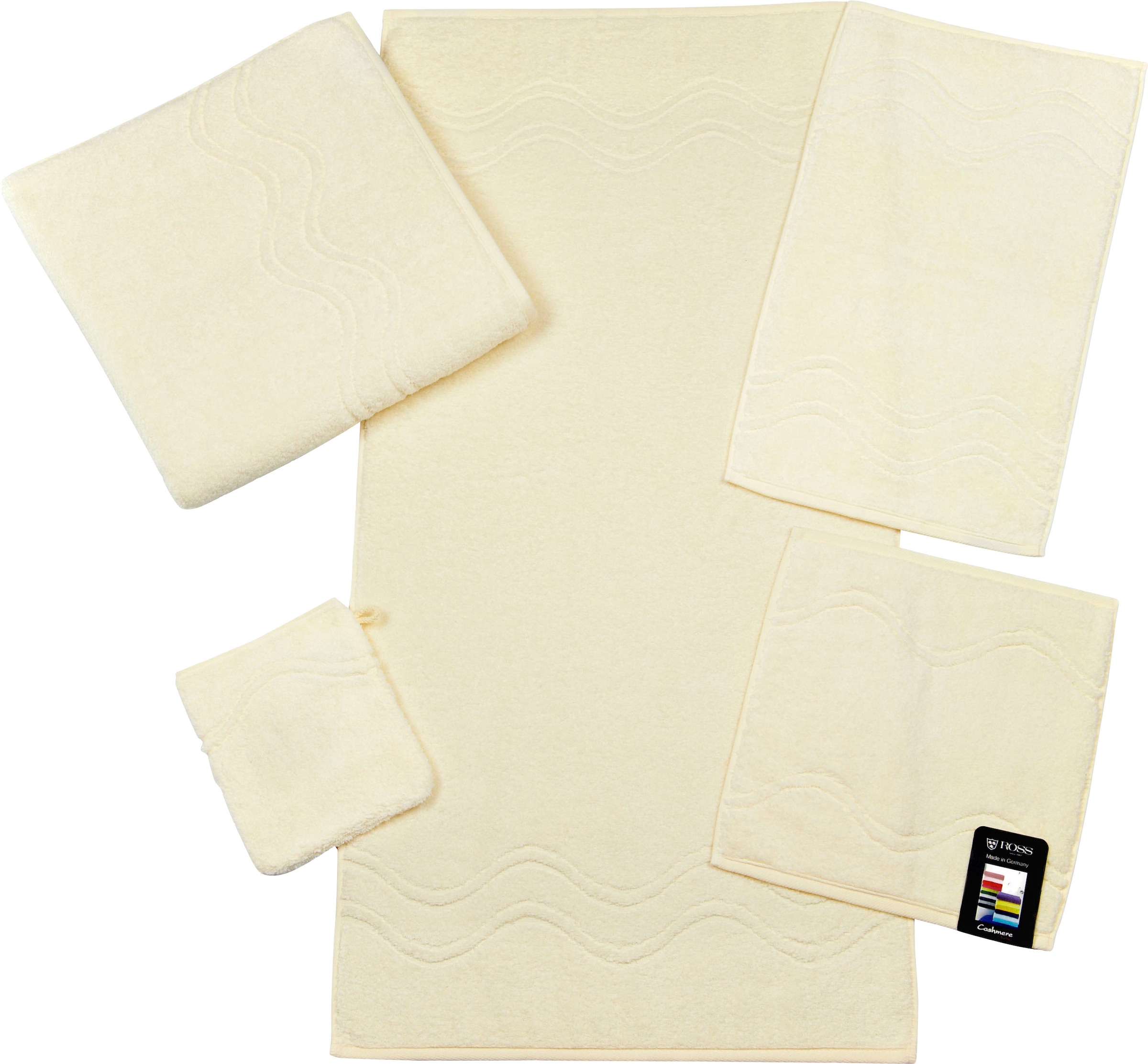 ROSS Waschhandschuh »Cashmere feeling« mit Wellen-Bordüre