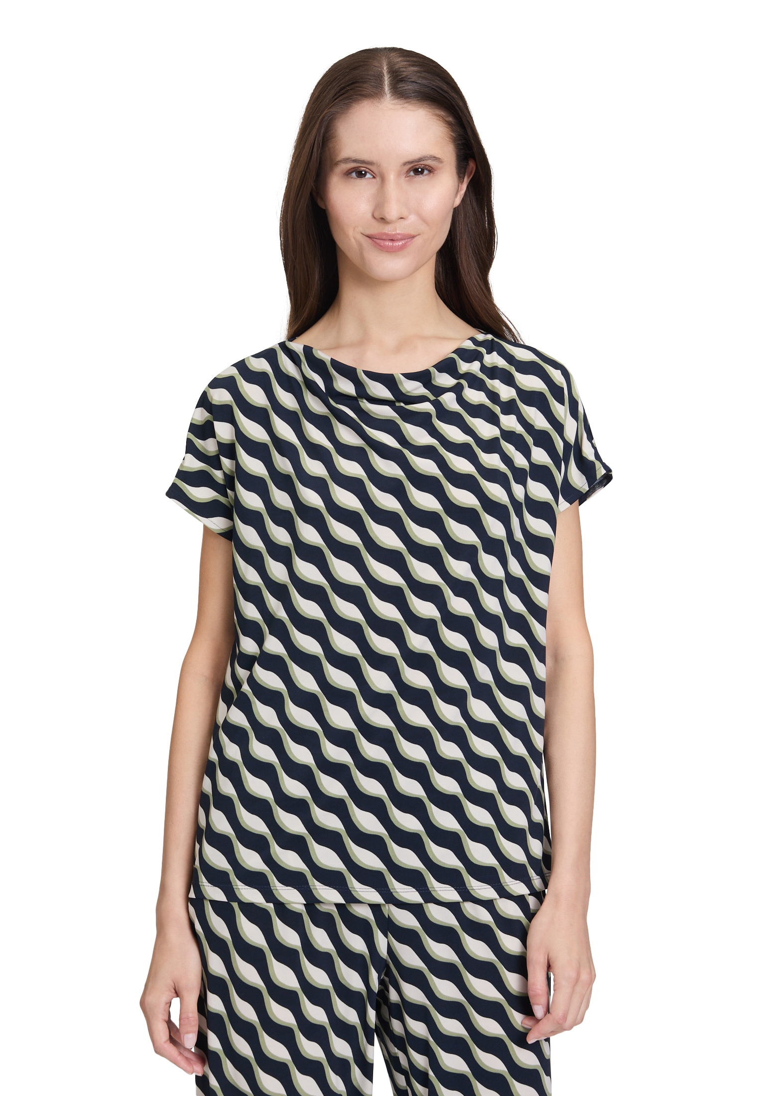 Betty Barclay Kurzarmshirt »Printshirt mit Wasserfallausschnitt«