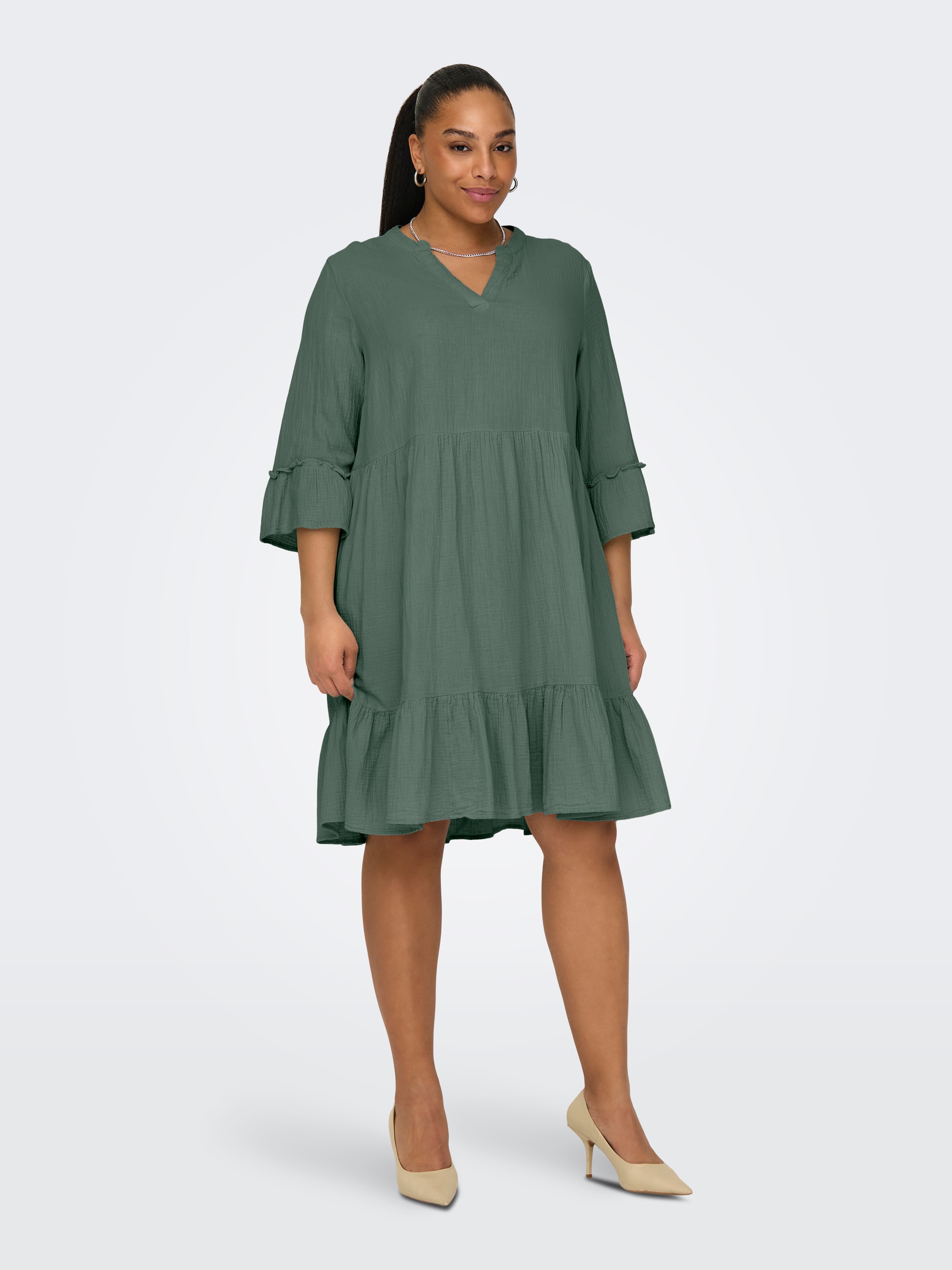 ONLY CARMAKOMA Tunikakleid »CARTHYRA LIFE PEPLUM DRESS WVN« Sommerkleid