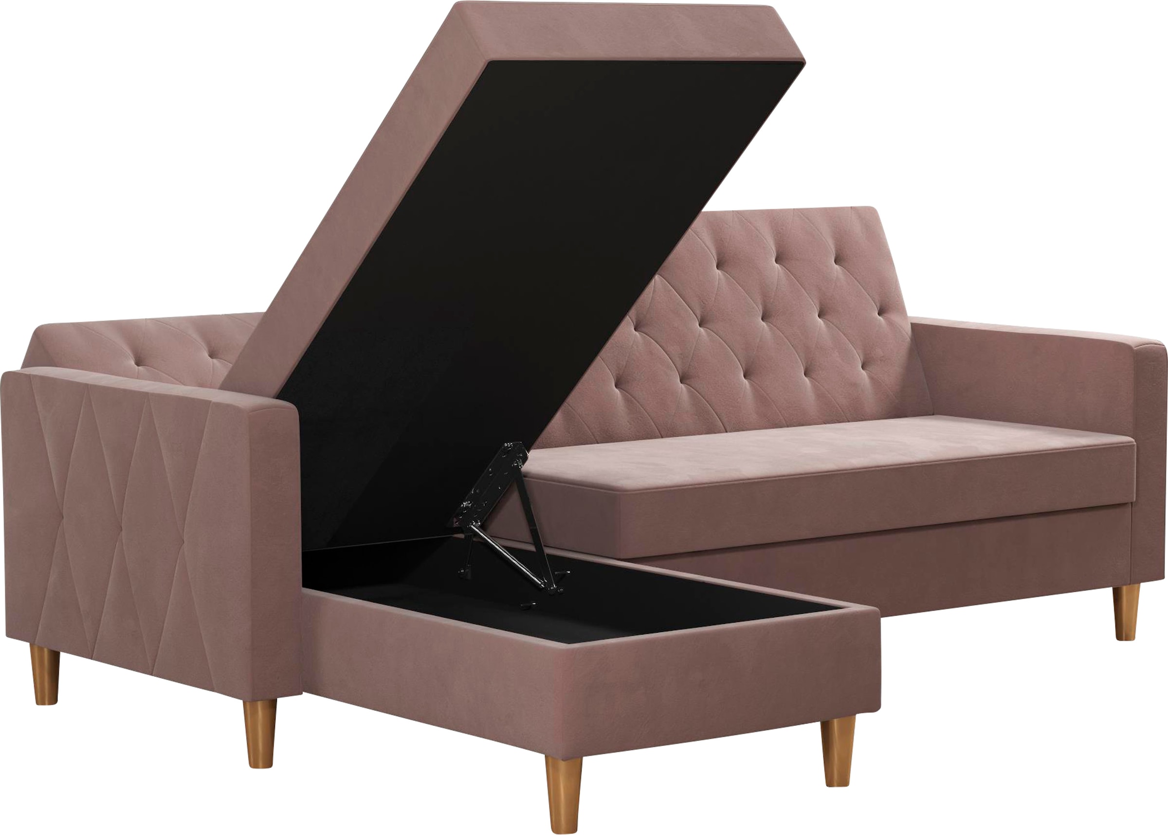 CosmoLiving by Cosmopolitan Ecksofa »Liberty, L-Form,« mit Schlafffunktion, Recamiere beidseitig montierbar, Sitzhöhe 43 cm